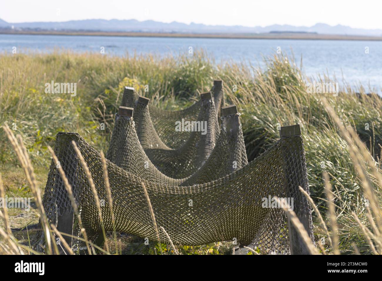 Vecchia rete da pesca a Ægissíða Reykjavik. Foto Stock
