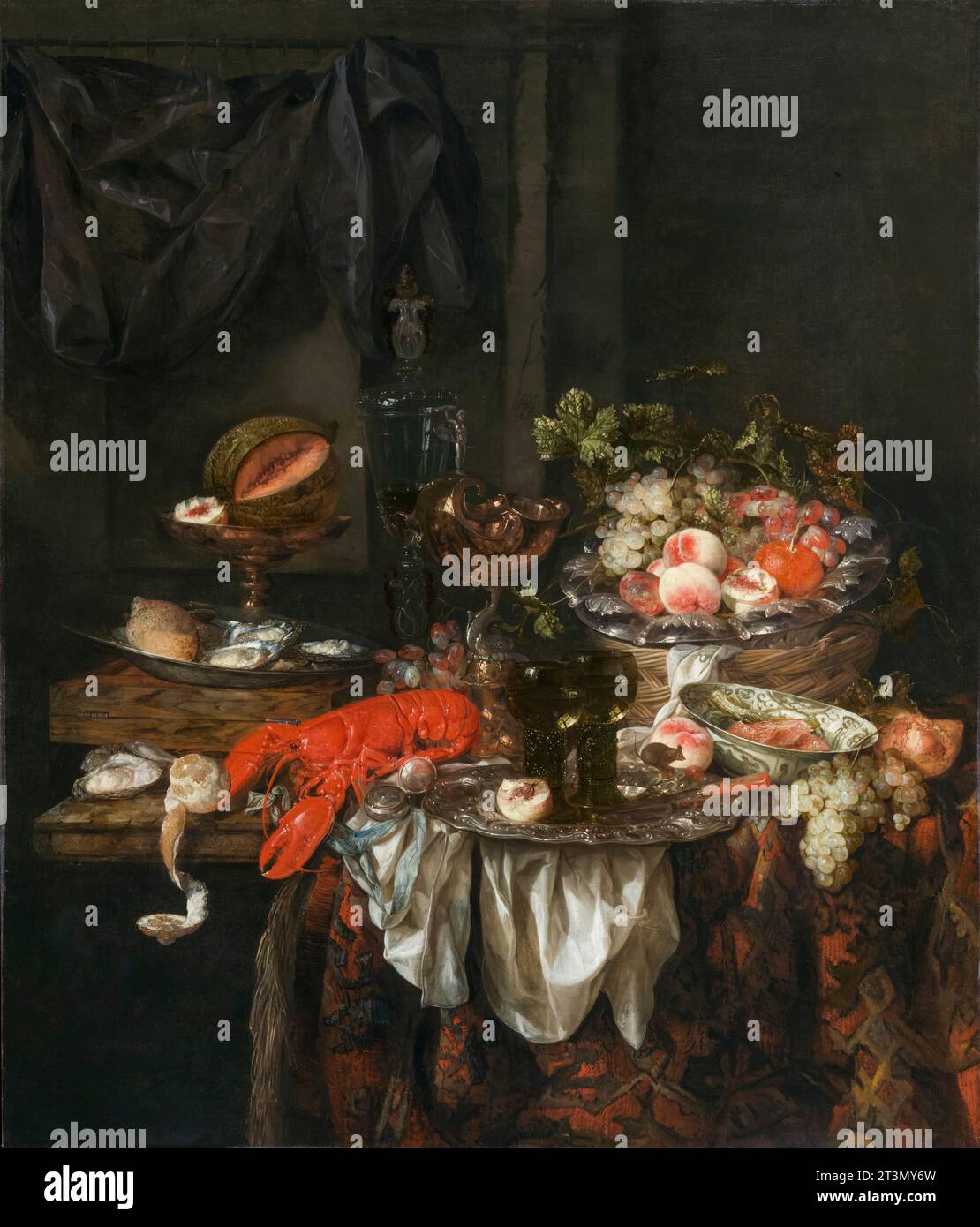 Abraham van Beyeren, banchetto natura morta, pittura ad olio su tela, 1667 Foto Stock