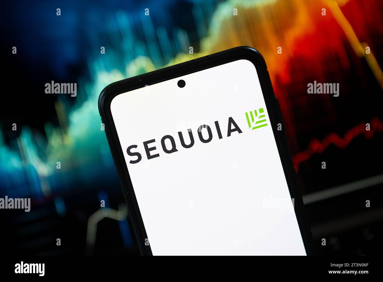 In questa immagine è riportato un logo Sequoia visualizzato su uno smartphone. (Foto di Mateusz Slodkowski / SOPA Images / Sipa USA) *** esclusivamente per scopi editoriali *** Foto Stock