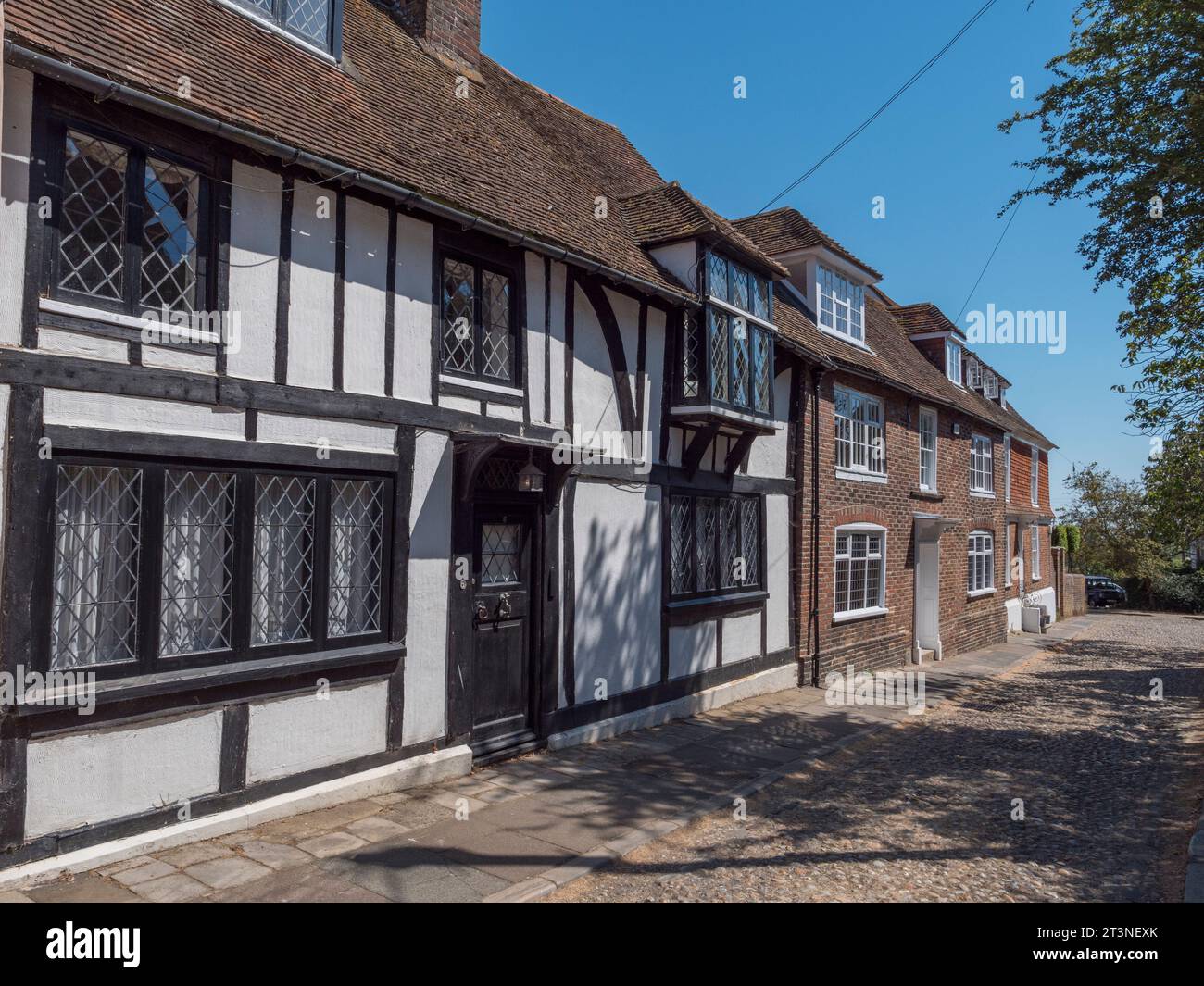 Cottages on Church Square a Rye, East Sussex, Regno Unito. Foto Stock