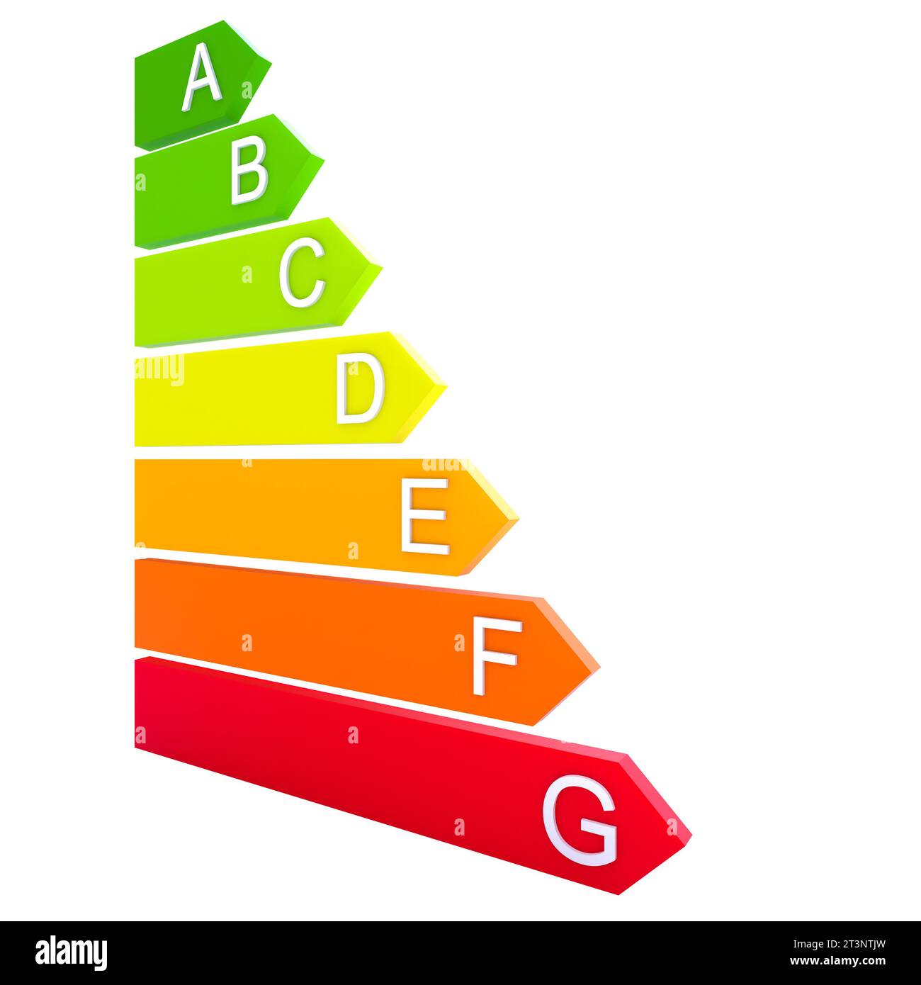 classificazione energetica con barre freccia. rendering 3d. Foto Stock