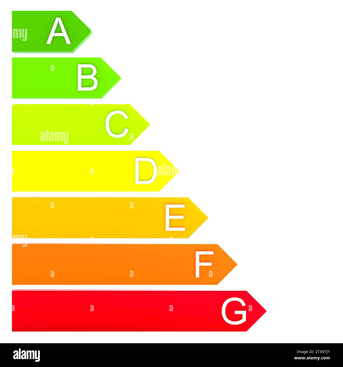 classificazione energetica con barre freccia. rendering 3d. Foto Stock