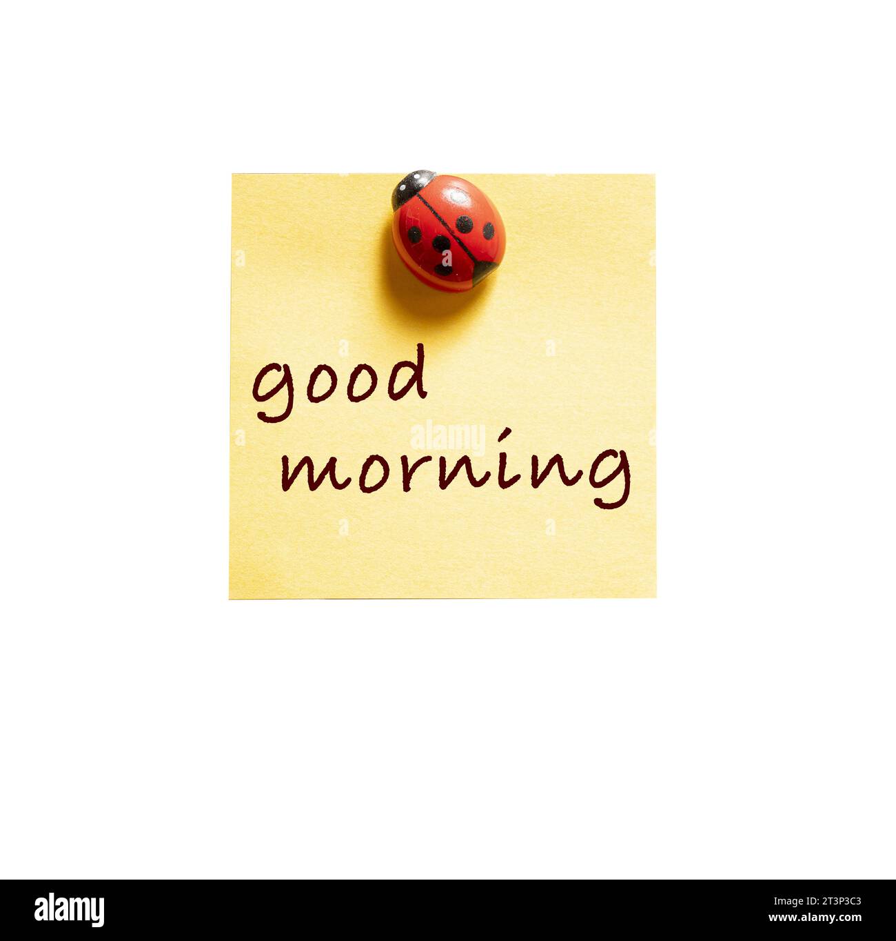 Foglio per appunti con la scritta Good Morning su sfondo trasparente Foto Stock