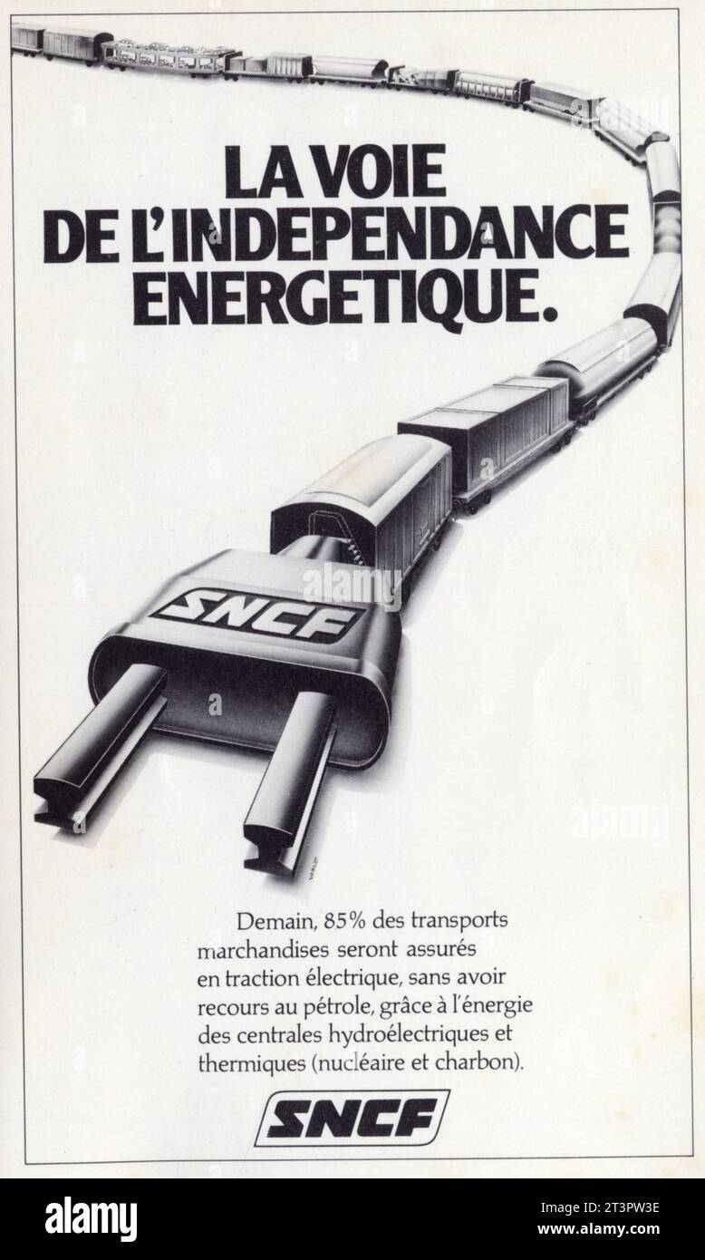Publicité ancienne SNCF la voie de l'indépendance énergétique Foto Stock