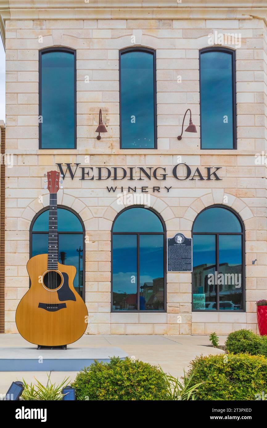 Austin Steam Train Association Hill County Flyer sosta a Burnet, Texas, per pranzo, shopping e divertimento. Foto Stock