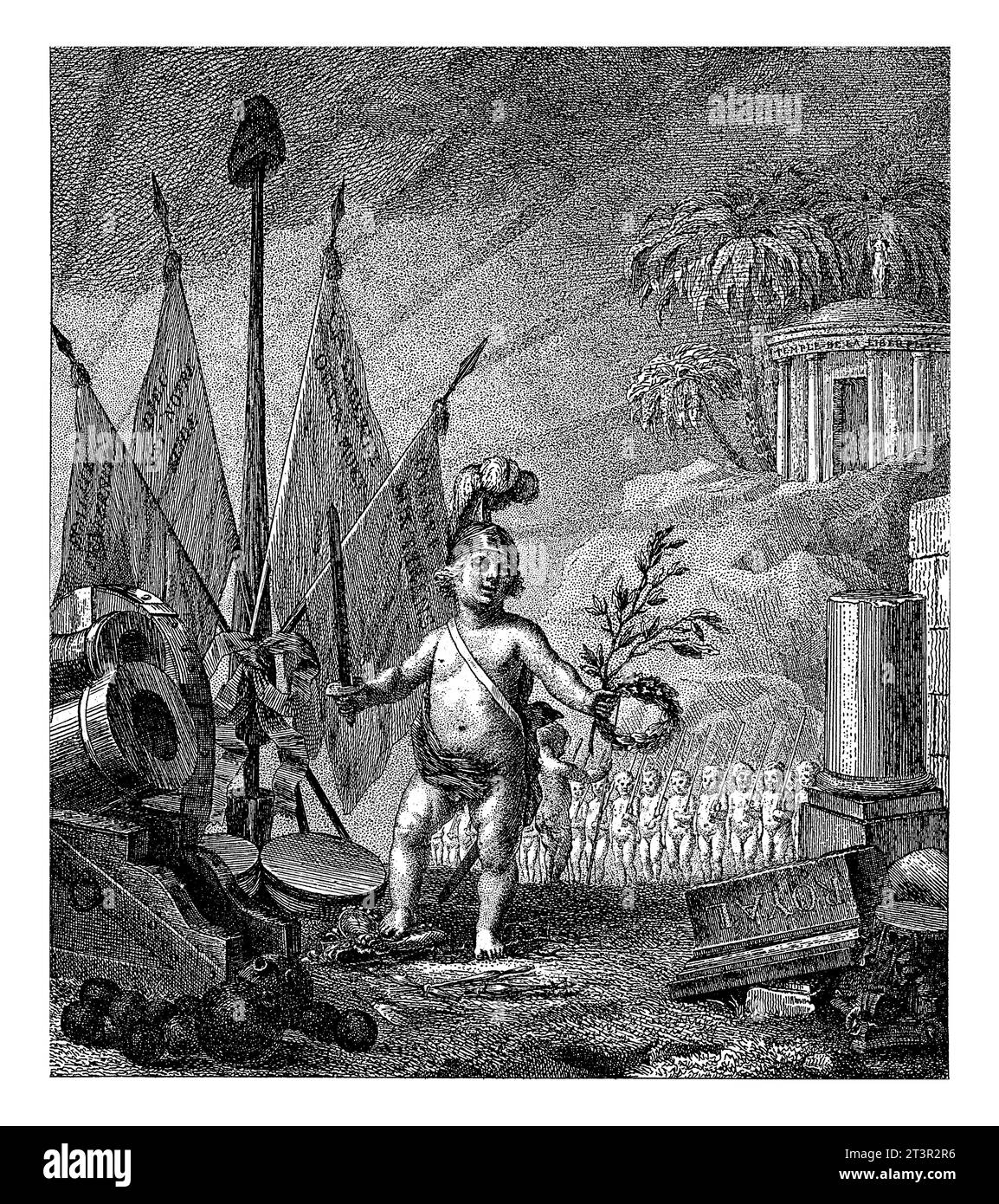 Zinneprent op de Alliantie, 1795, anonimo, 1795 Allegoria dell'alleanza conclusa tra i francesi e la Repubblica Batava, il 16 maggio 1795. Foto Stock