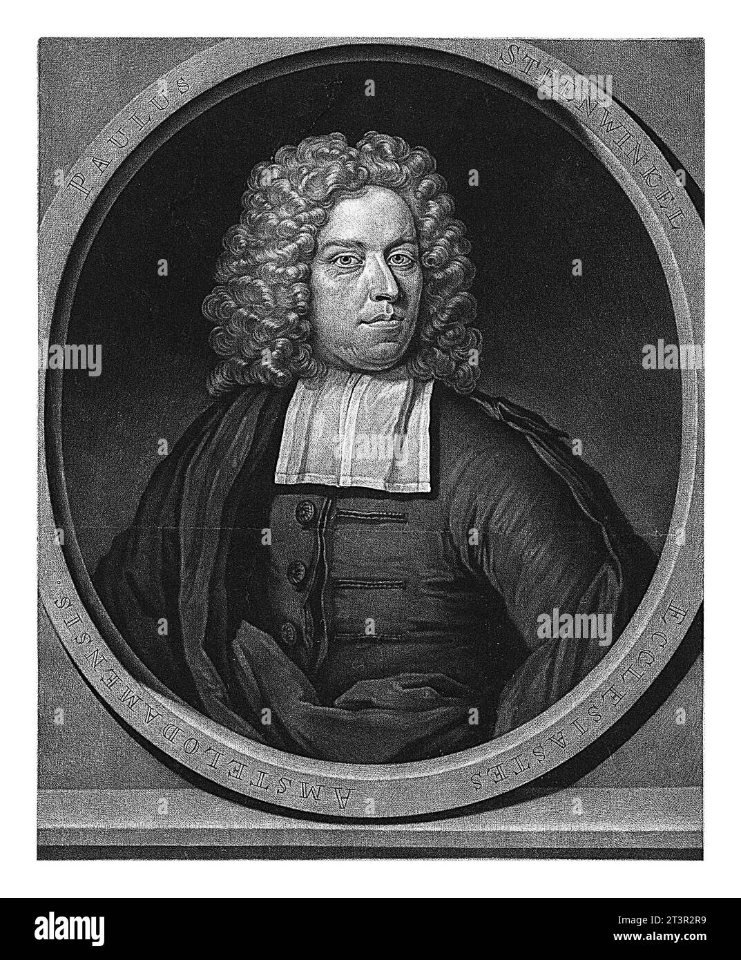 Ritratto del predicatore Paulus Steenwinkel, Pieter Schenk (i), dopo Arnold Boonen, 1682 - 1713 Foto Stock