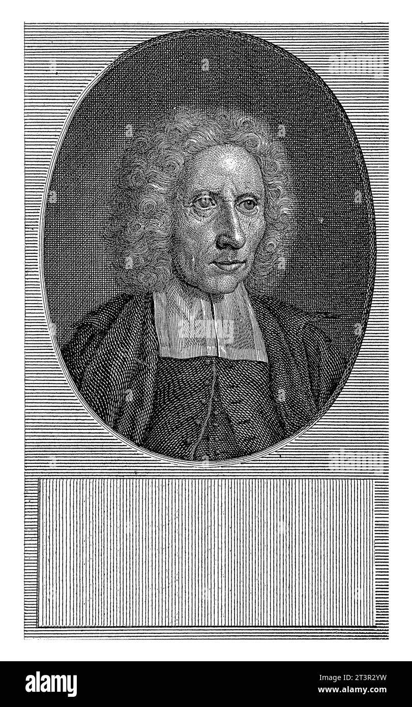 Ritratto del ministro mennonita Abraham Verduin, Jan Caspar Philips, dopo Jan Wandelaar, 1736 - 1743 Ritratto del ministro mennonita Abraham ve Foto Stock