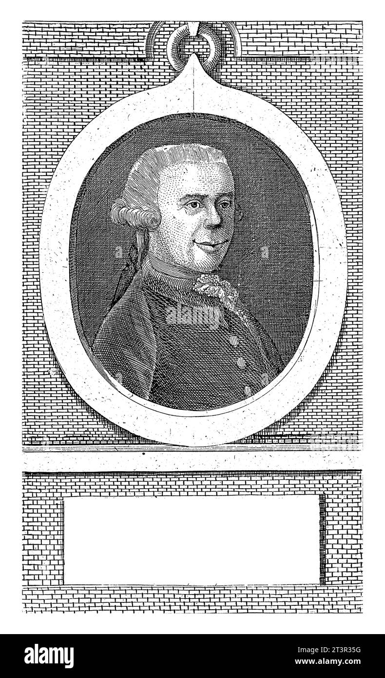 Ritratto di J.J. Sagermans, J.F. De la Rue, 1787 Ritratto busto in ovale a destra di J.J. Sagermans, consigliere di Saint-Gilles, senza testa. Foto Stock