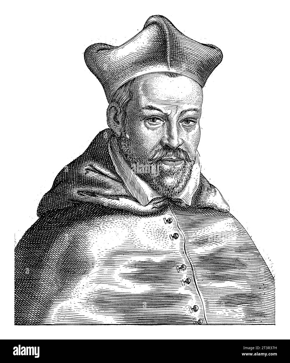 Ritratto del cardinale francese Arnaud d d'Ossat, Frans van den Wijngaerde, 1644, vintage inciso. Foto Stock