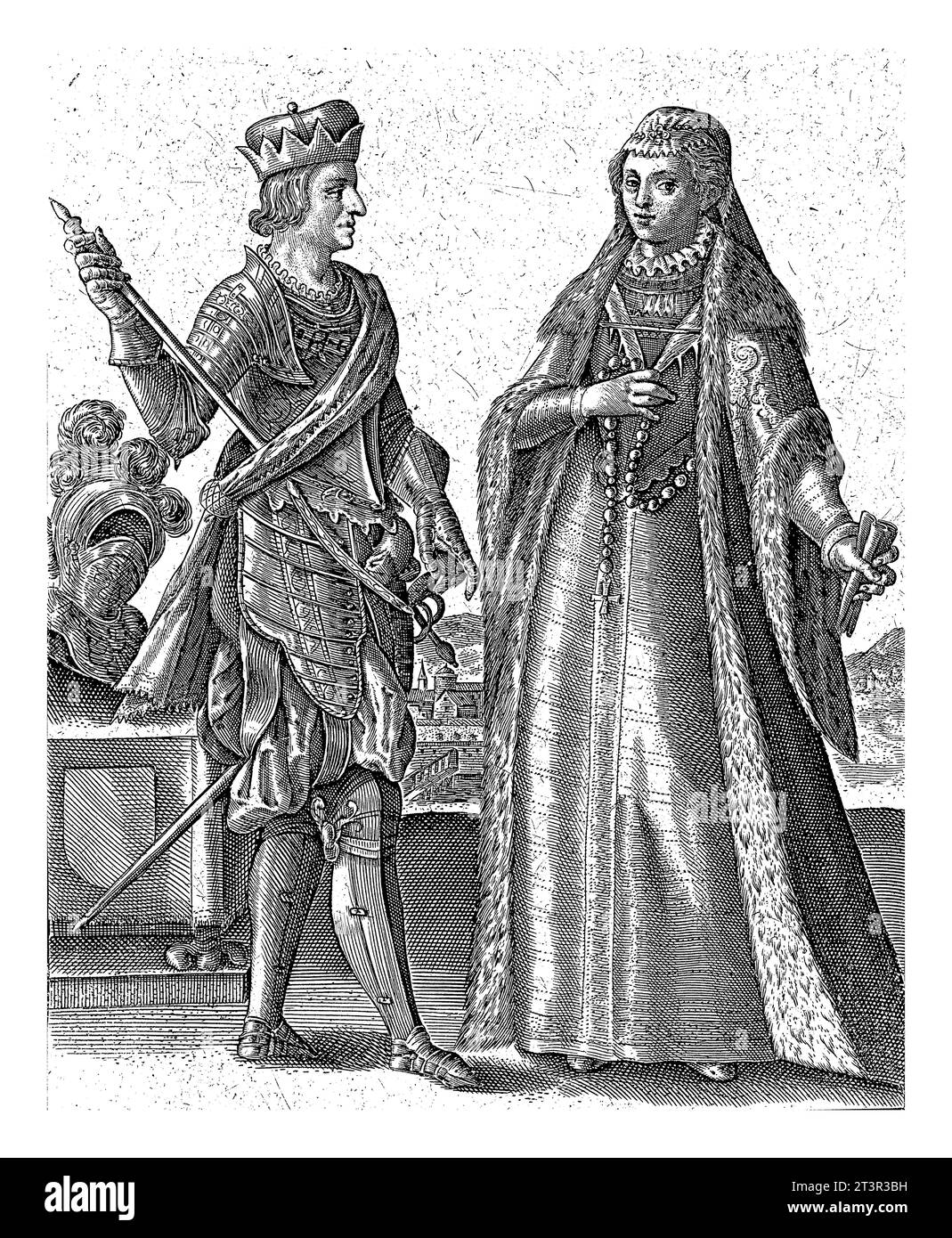 Doppio ritratto di Massimiliano i d'Asburgo e della sua consorte Maria di Borgogna, Simon van de Passe, 1605 - 1647 doppio ritratto di Massimiliano i d'Asburgo Foto Stock