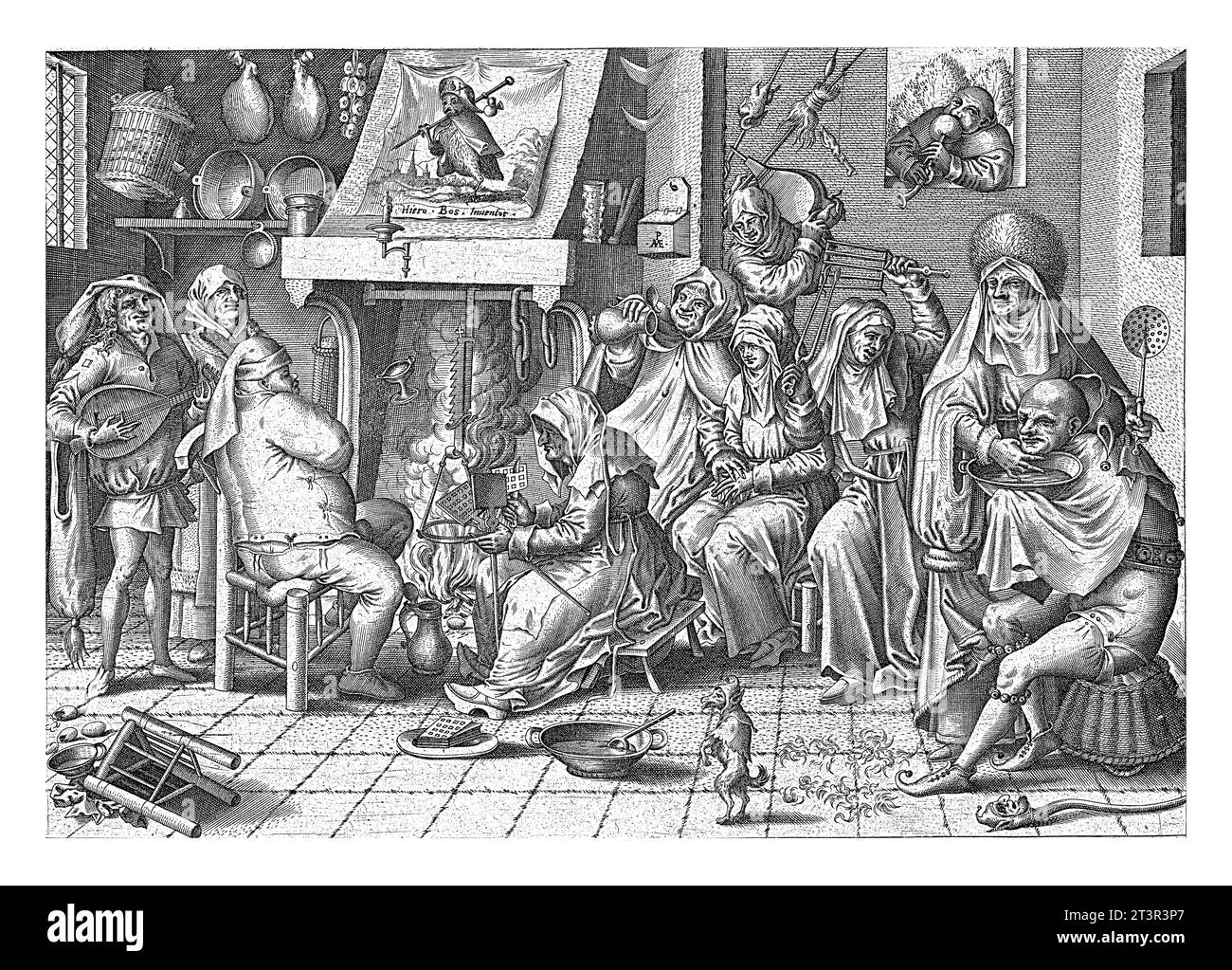 Martedì grasso, Pieter van der Heyden, dopo Jheronimus Bosch, 1567 in un interno di una cucina c'è una compagnia allegra con una vecchia che prepara waff Foto Stock Martedì grasso, Pieter van der Heyden, dopo Jheronimus Bosch, 1567 in un interno di una cucina c'è una compagnia allegra con una vecchia che prepara waff Foto Stock