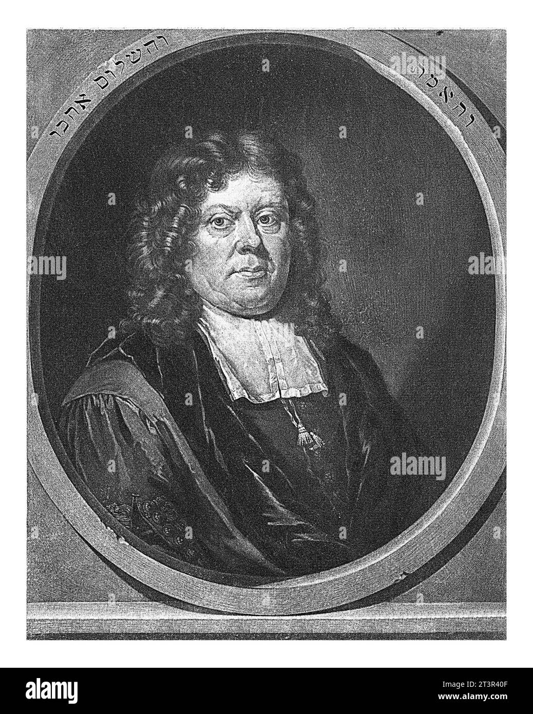 Ritratto del predicatore e professore Gerbrand van Leeuwen, Pieter Schenk (i), dopo Arnold Boonen, 1670 - 1713 Foto Stock