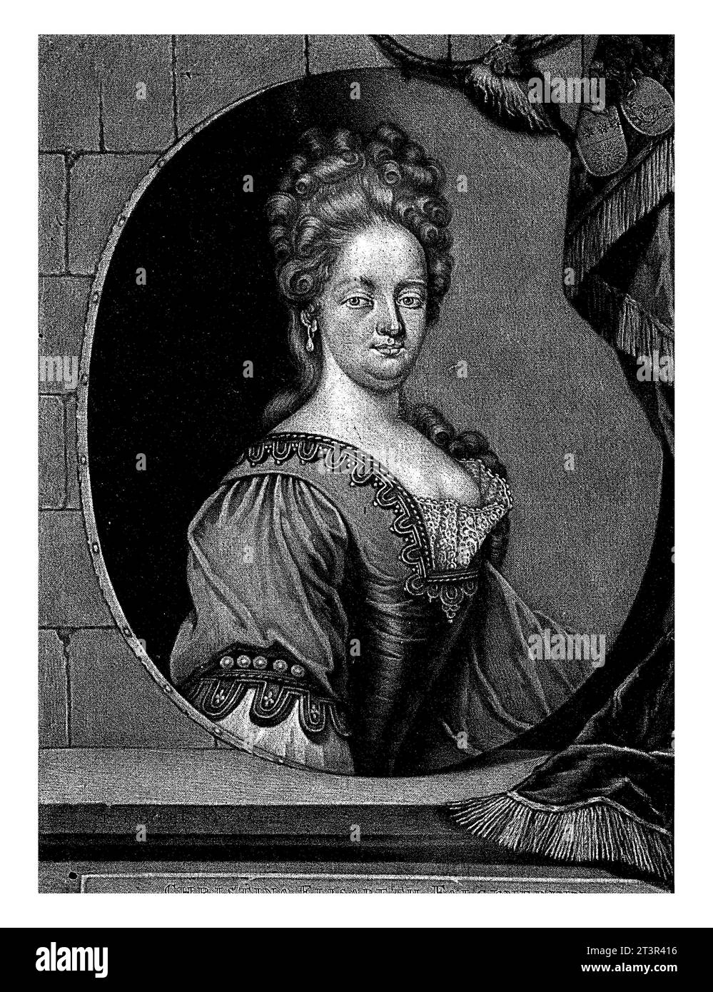 Ritratto di Christina Elisabeth Falckner, Pieter Schenk (i), 1670 - 1713 Christina Elisabeth Falckner, moglie del giurista Friedrich Michael Falckner. Foto Stock