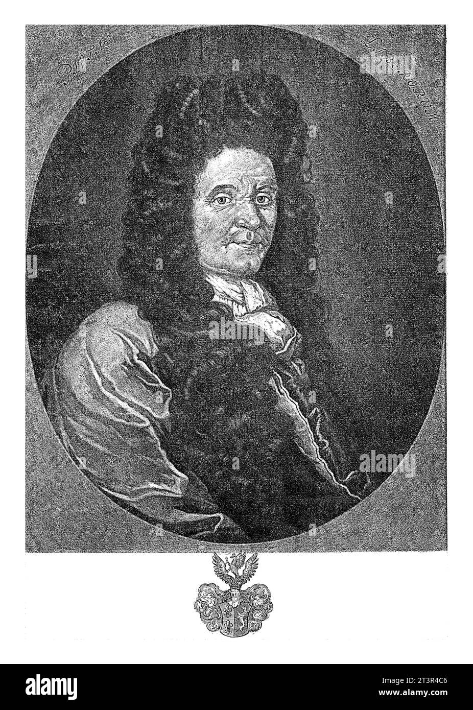 Portret van de jurist Johann Christian Gebhard Scultetus, Pieter Schenk (i), dopo Andreas Greiff, 1670 - 1713 Foto Stock
