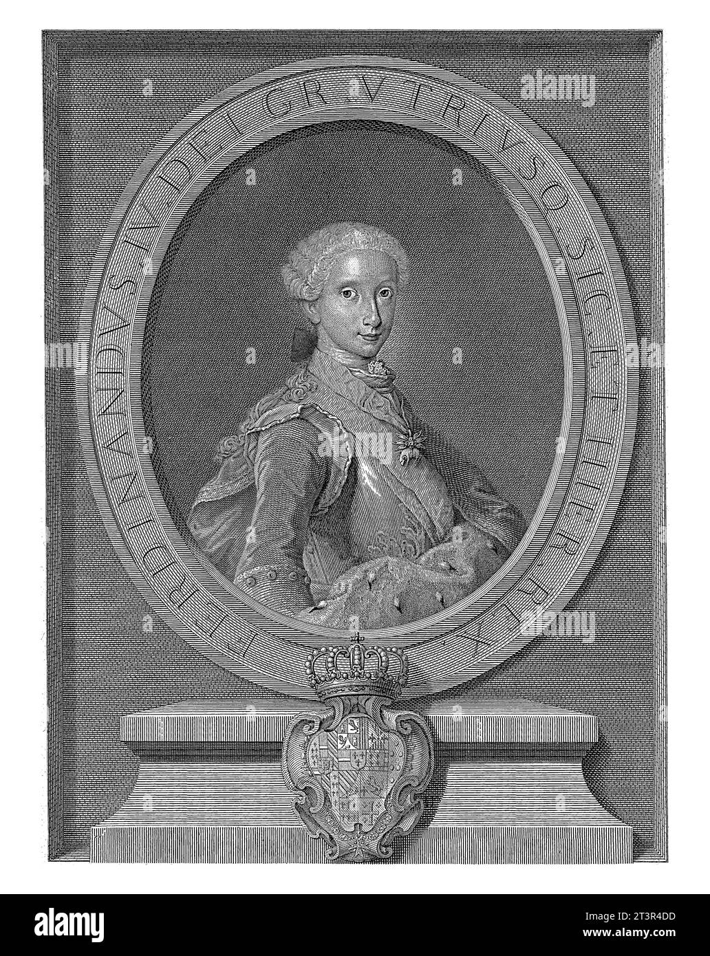 Ritratto di Ferdinando i, re delle due Sicilie, Filippo Morghen, 1764, vintage inciso. Foto Stock