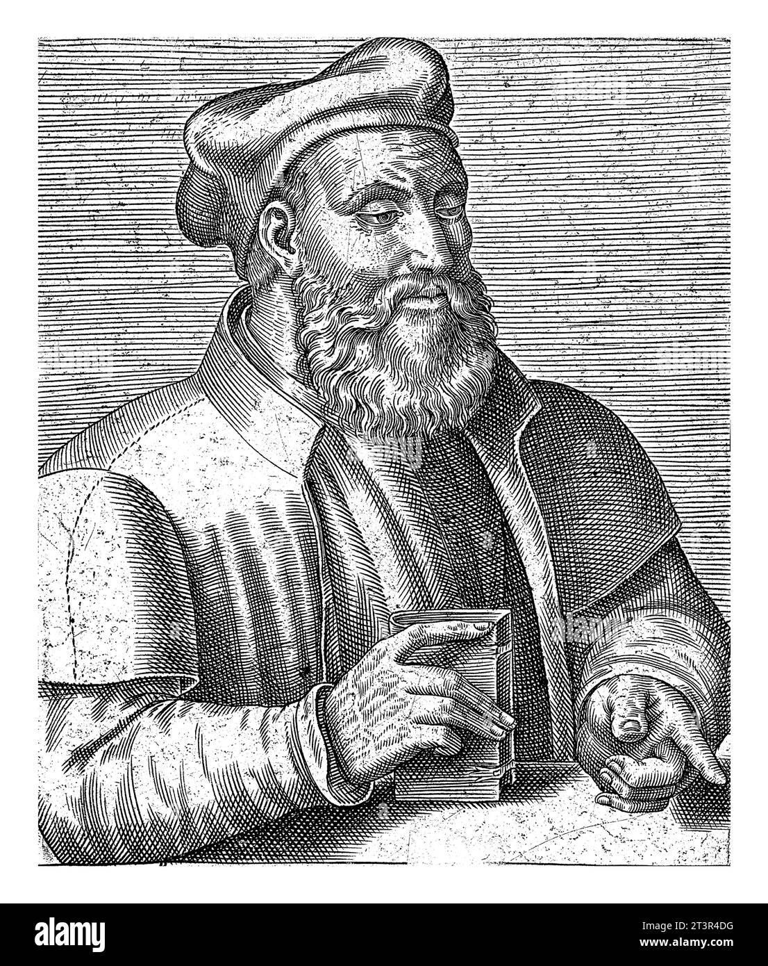 Ritratto di Andrea Alciati, Philips Galle, 1567 - 1650 Ritratto di Andrea Alciati, autore del primo libro ufficiale di emblemi. Busto a destra. Foto Stock