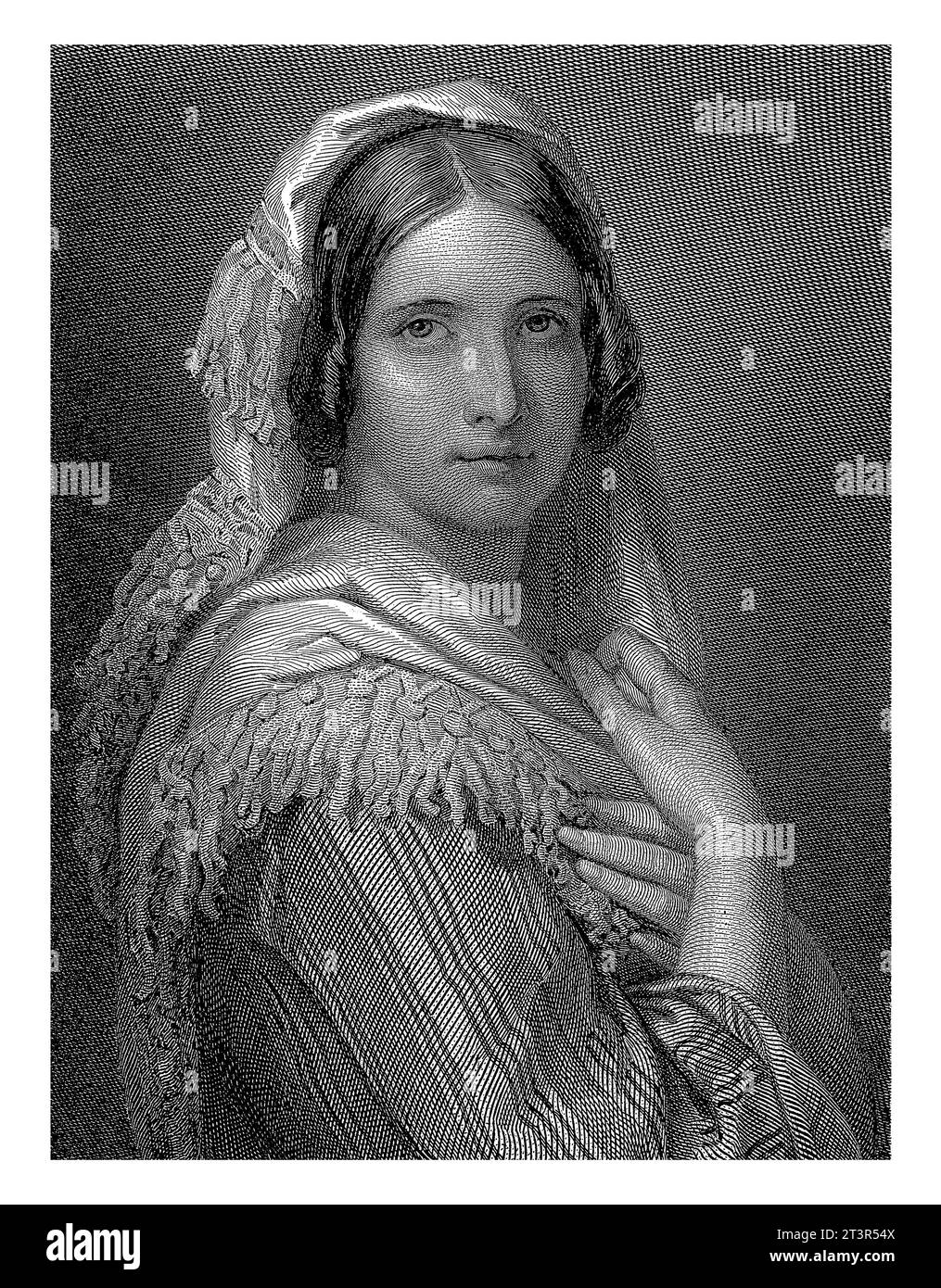 Ritratto di una donna sconosciuta, Johann Wilhelm Kaiser (i), dopo Jan Adam Kruseman, 1851 busto di ritratto a destra di una donna sconosciuta. Foto Stock