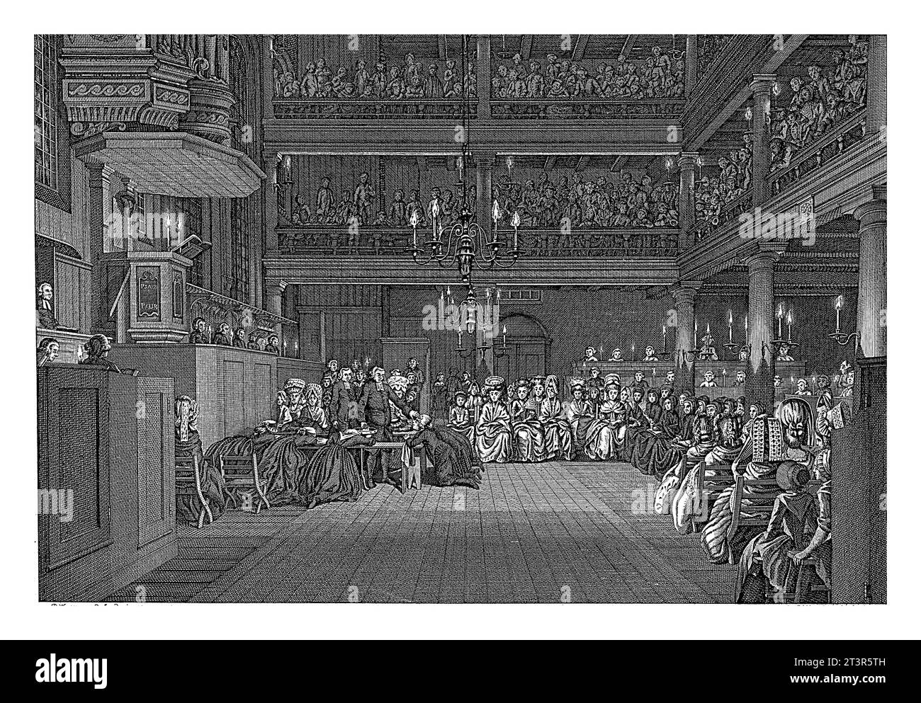 Cerimonia di battesimo, Caspar Jacobsz. Philips, dopo Pieter Wagenaar (II), 1782 Chiesa all'interno della chiesa clandestina mennonita Het Lam ad Amsterd Foto Stock