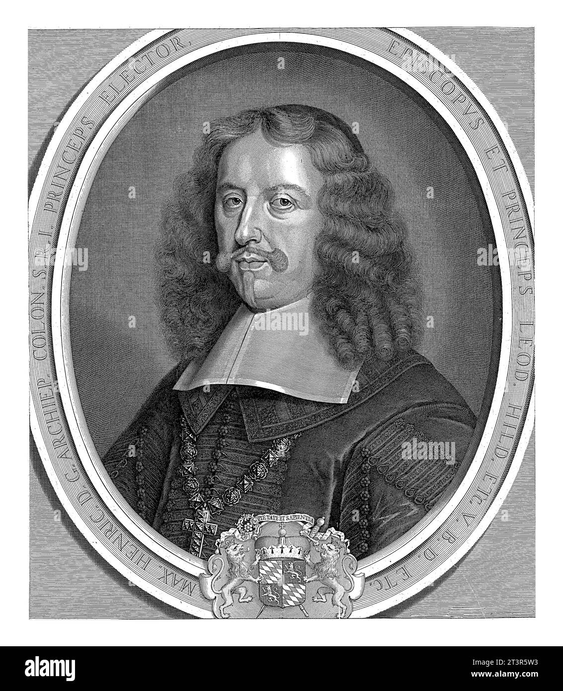 Ritratto di Maximilian Hendrik, vescovo di Colonia, Pieter van Schuppen, 1671, inciso vintage. Foto Stock