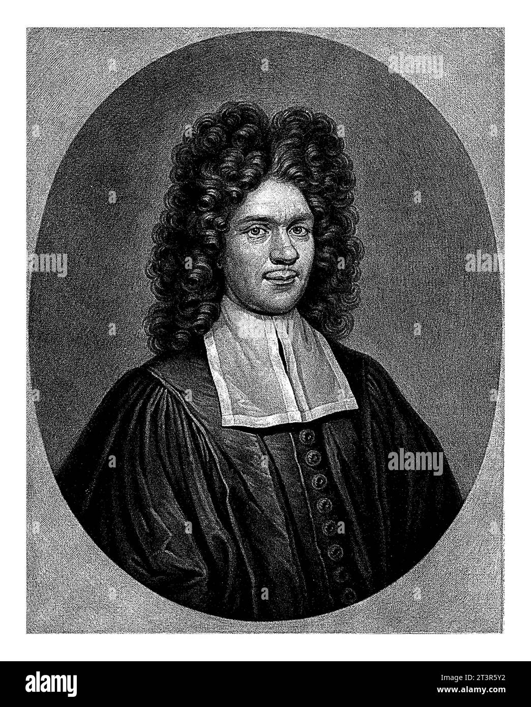 Ritratto del predicatore Michael Zulich, Pieter Schenk (i), 1670 - 1713, inciso vintage. Foto Stock
