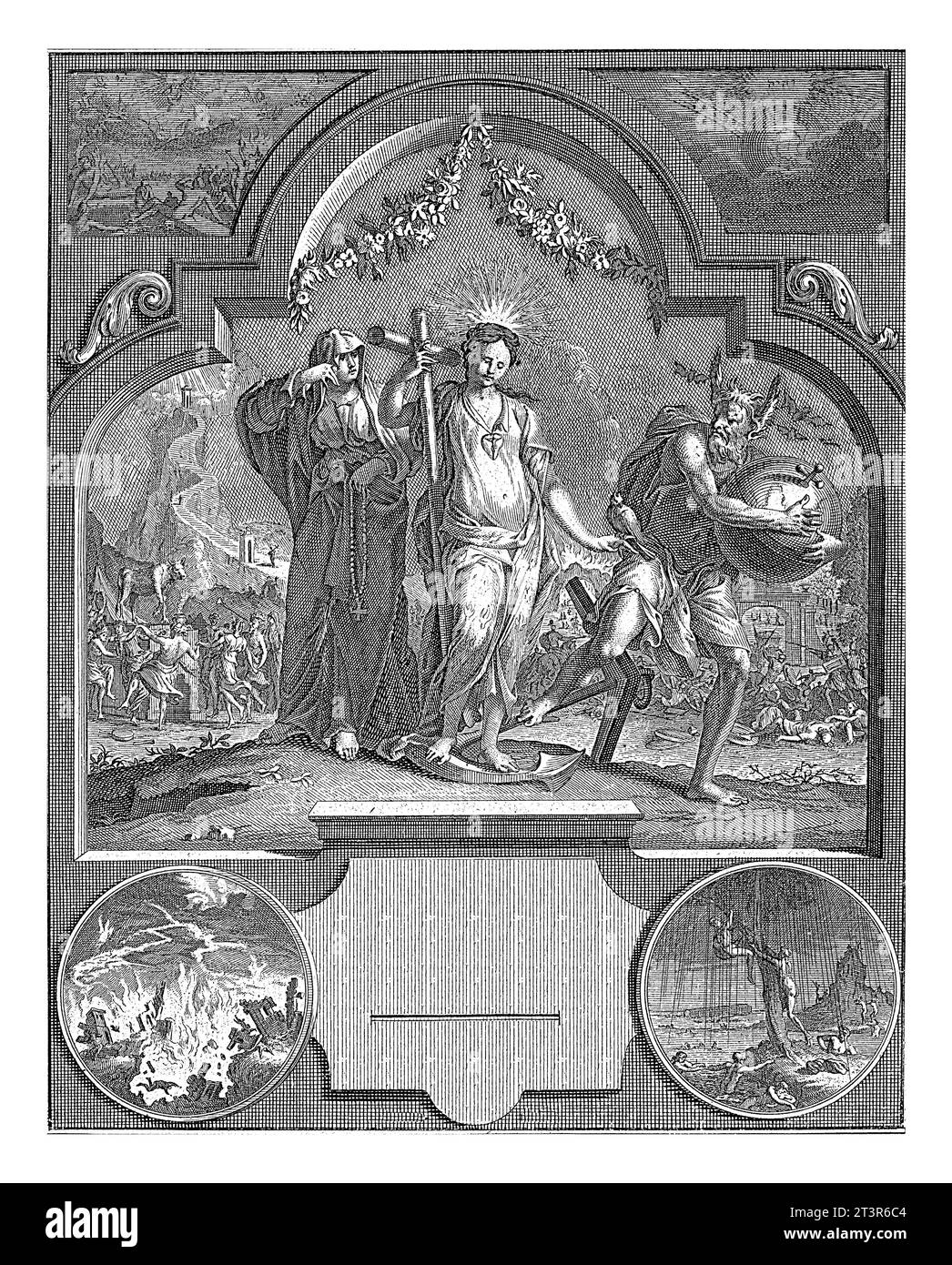Faith, Hope and Error, Jan Goeree, 1713 nel mezzo l'errore di personificazione, un uomo con Midasors. Tiene il globo e si allontana dal perso Foto Stock Faith, Hope and Error, Jan Goeree, 1713 nel mezzo l'errore di personificazione, un uomo con Midasors. Tiene il globo e si allontana dal perso Foto Stock