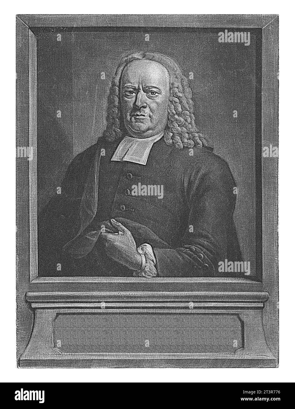 Ritratto del predicatore Franciscus van Schie, Aert Schouman, 1720 - 1792, vintage inciso. Foto Stock