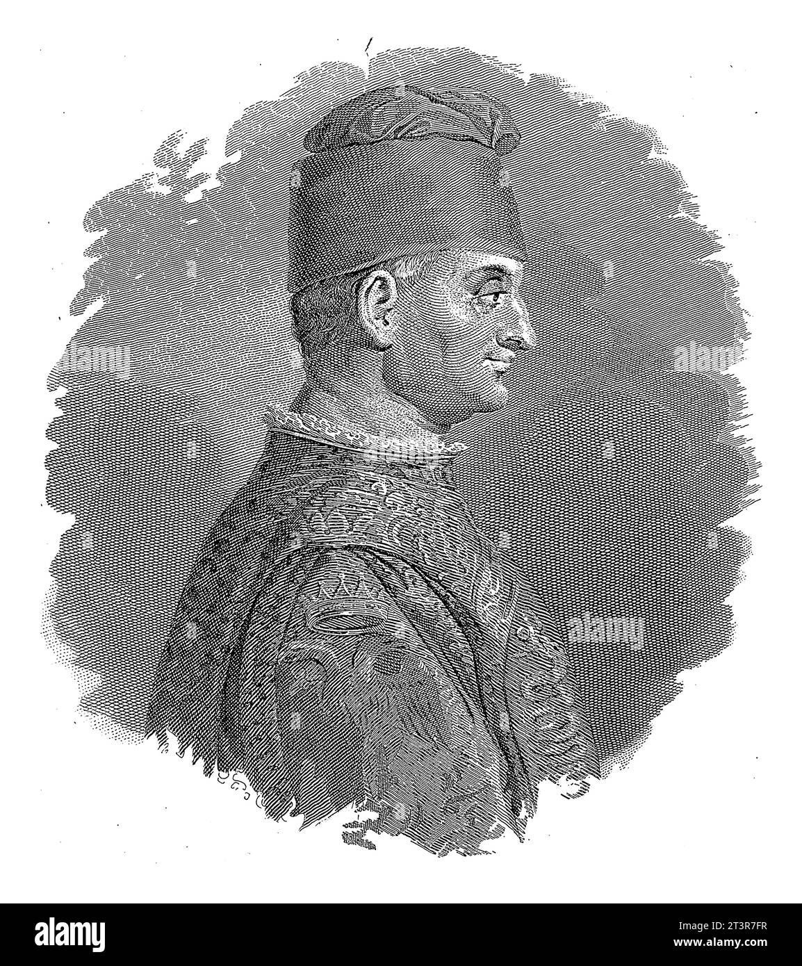 Ritratto di Filippo Maria Visconti, duca di Milano, Francesco Clerici, 1855 - 1865, inciso vintage. Foto Stock