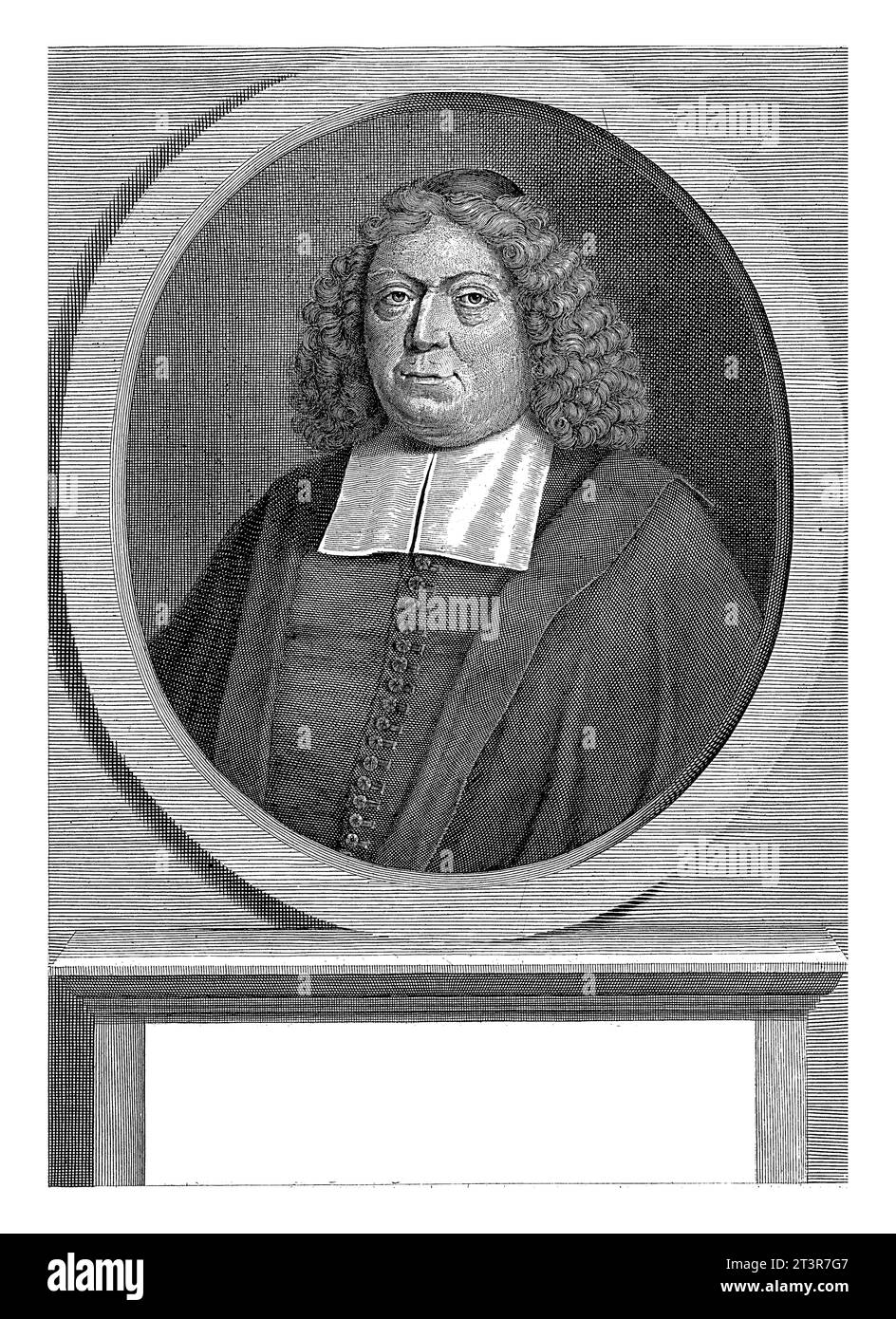 Ritratto di Willem Hattum, pastore di Haarlem, all'età di 61 anni. Sotto il ritratto il suo nome e la sua posizione sono in latino. Foto Stock