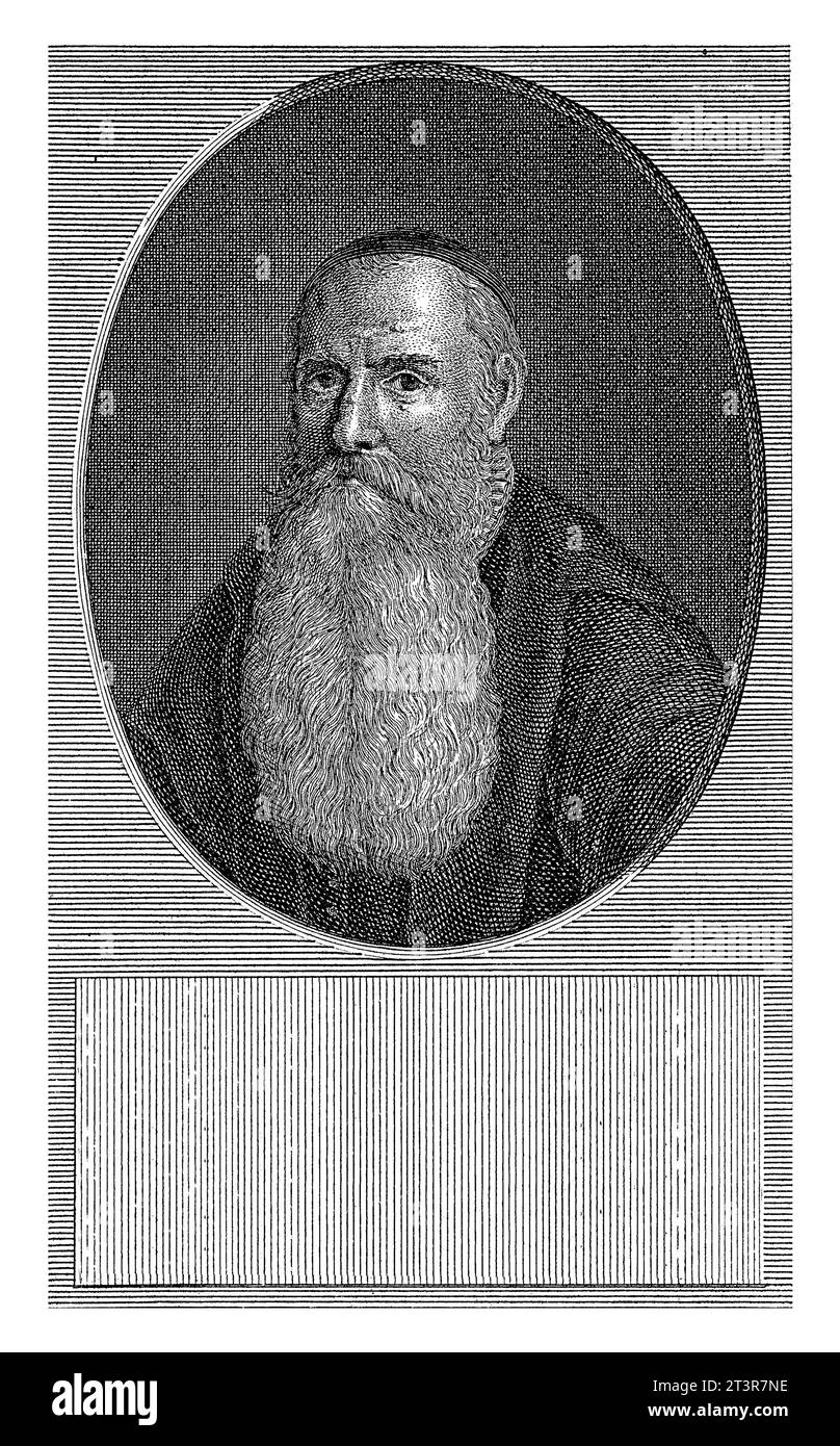 Ritratto del predicatore mennonita Jan Willemsz., Jan Caspar Philips, 1736 - 1743 Ritratto del ministro mennonita Jan Willemsz. Nel contesto di a f Foto Stock