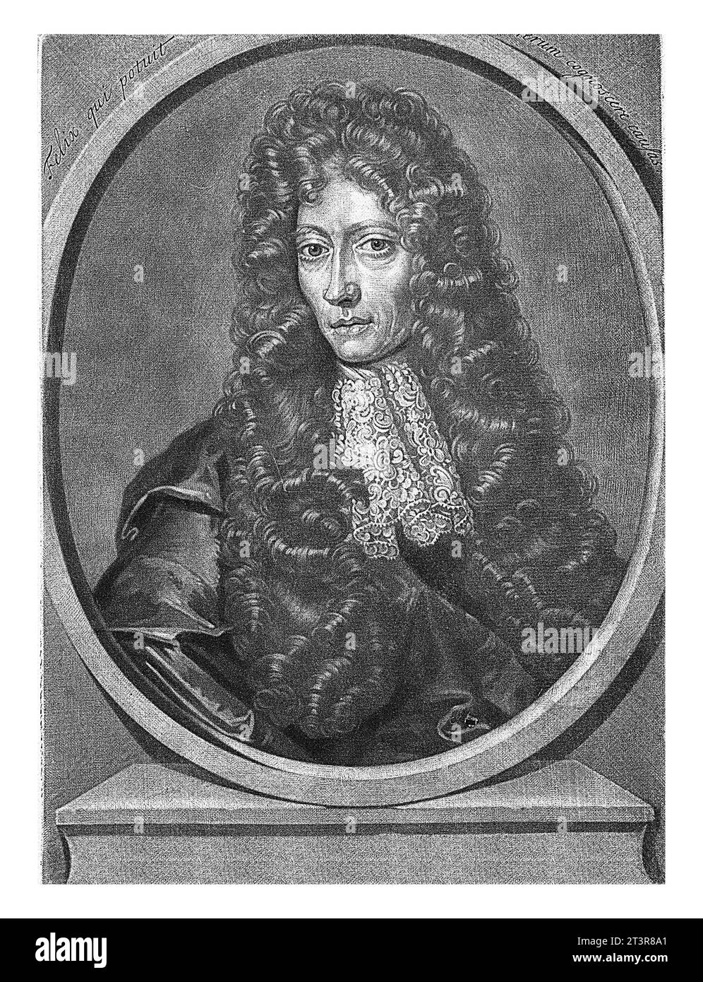 Ritratto di Robert Boyle, Pieter Schenk (i), dopo J. Kerseboom, dopo John Smith (stampatore/editore), 1670 - 1713 il filosofo irlandese, fisico Foto Stock