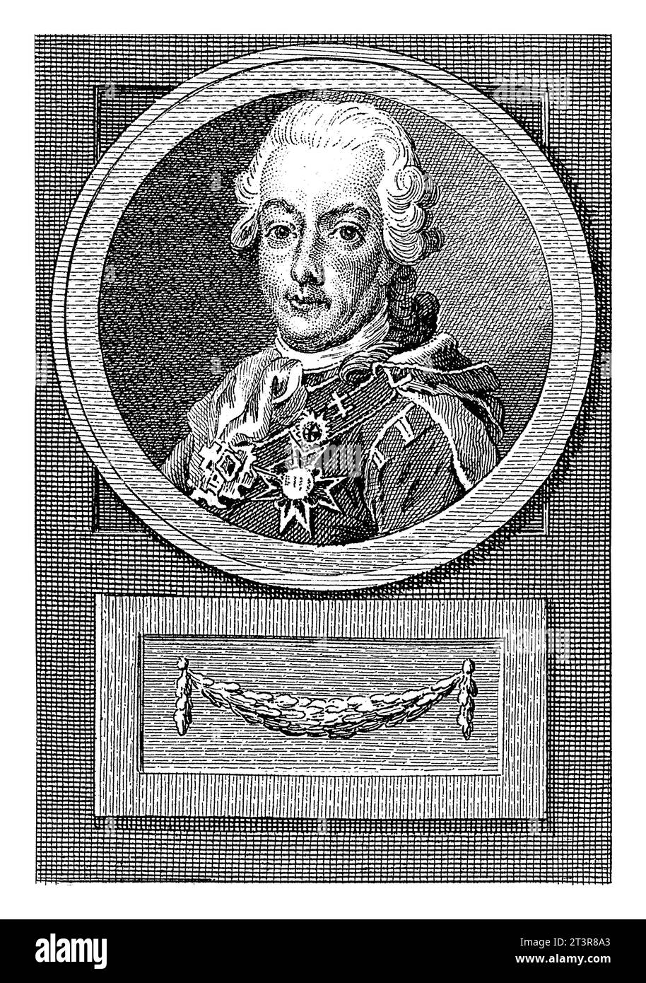 Ritratto di Gustavo III, re di Svezia, Reinier Vinkeles (i), dopo Jacobus Buys, 1783 - 1795, vintage inciso. Foto Stock