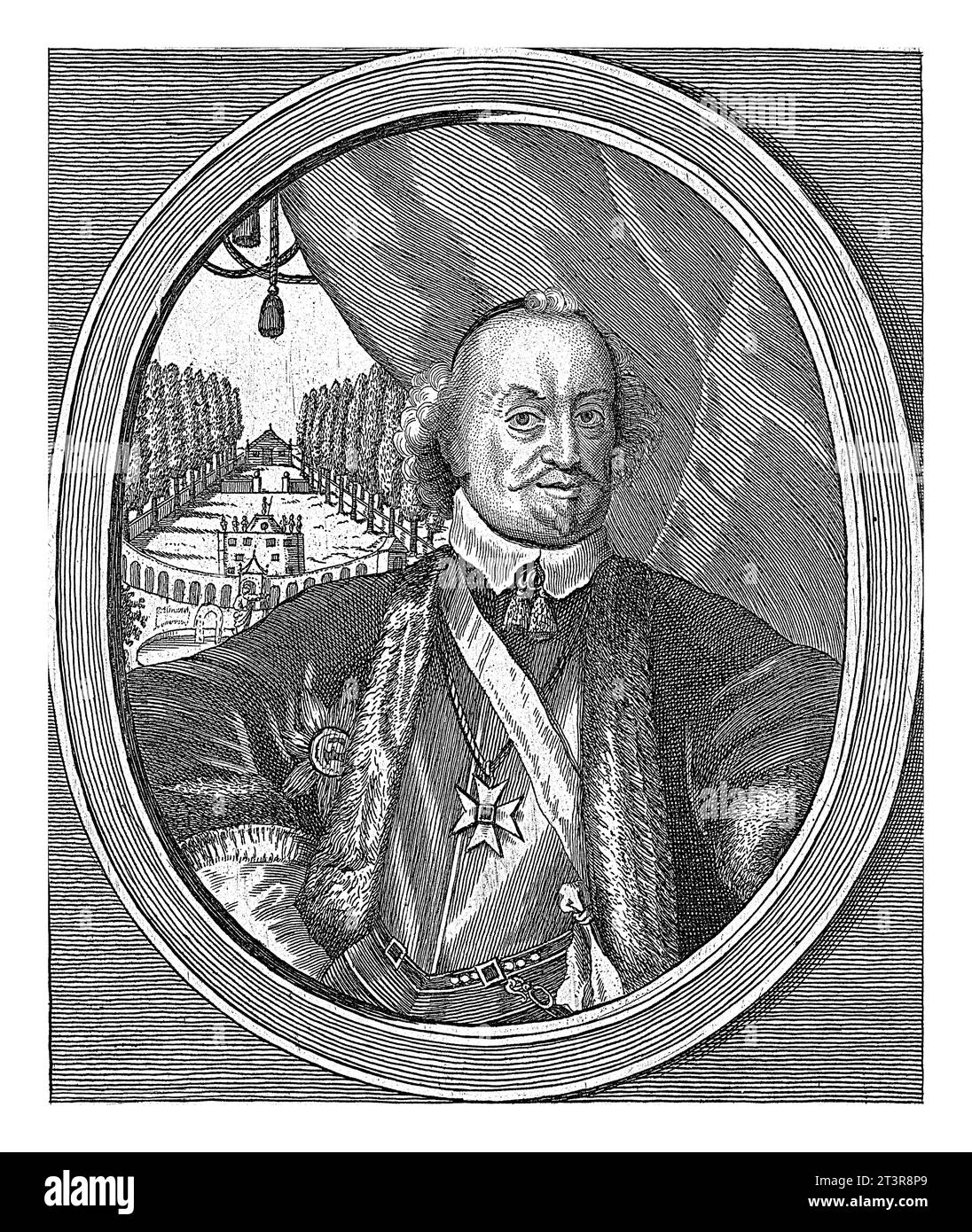 Ritratto di Johan Maurits, conte di Nassau-Siegen, Johann Martin Lerch, c. 1659 - 1693 Ritratto di Johan Maurits in un ovale. Nel margine inferiore sono Foto Stock