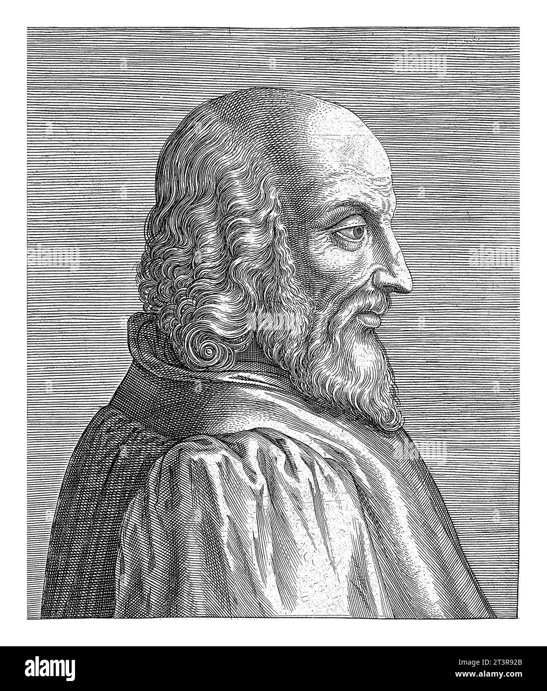 Ritratto di Francesco Corti, Philips Galle, 1587 - 1606 Ritratto di Francesco Corti. Avvocato e diplomatico italiano. Di profilo a destra. Foto Stock