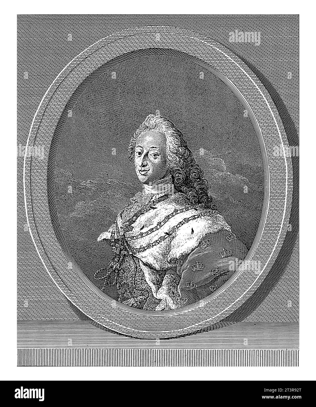 Ritratto di Frederik IV, re di Danimarca e Norvegia, Johann Martin Preissler, in onore di Carl Gustaf Pilo, 1748 Foto Stock