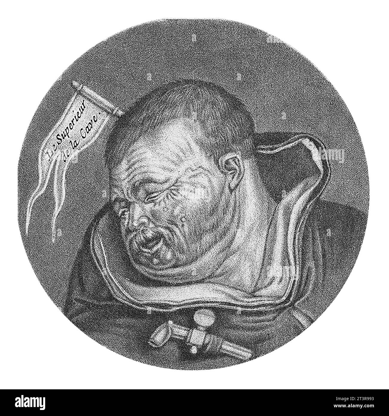 Monaco con una pipa e una bandiera, Jacob Gole, dopo Cornelis Dusart, 1693 - 1700 Monaco con una bandiera nel suo cappuccio con il testo le Superieur de la Cave. Un tubo Foto Stock Monaco con una pipa e una bandiera, Jacob Gole, dopo Cornelis Dusart, 1693 - 1700 Monaco con una bandiera nel suo cappuccio con il testo le Superieur de la Cave. Un tubo Foto Stock