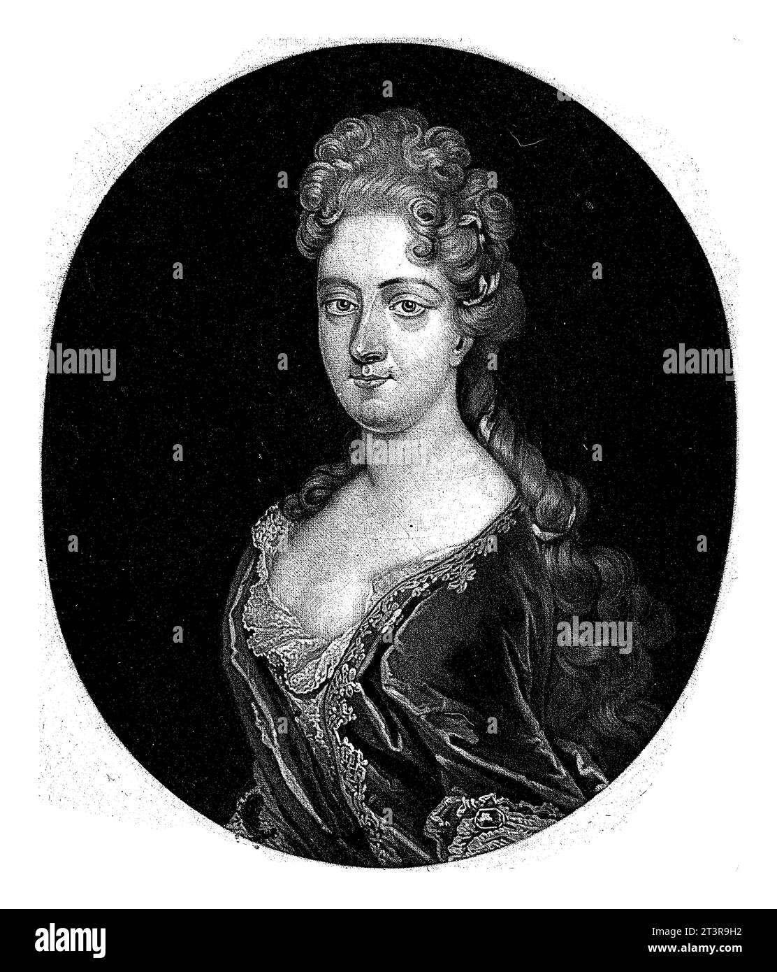 Ritratto di Magdalena Sibylla von Neitschutz, Pieter Schenk (i), 1690 - 1713 Magdalena Sibylla von Neitschutz, amante di Giovanni Giorgio IV Foto Stock