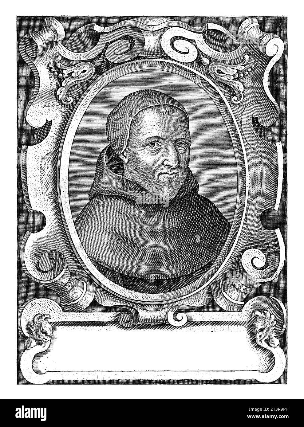 Ritratto dell'Augustijn Joannes Baptista a Glano, Cornelis Galle (i), dopo Jacques Franckaert (II), 1636, inciso d'epoca. Foto Stock