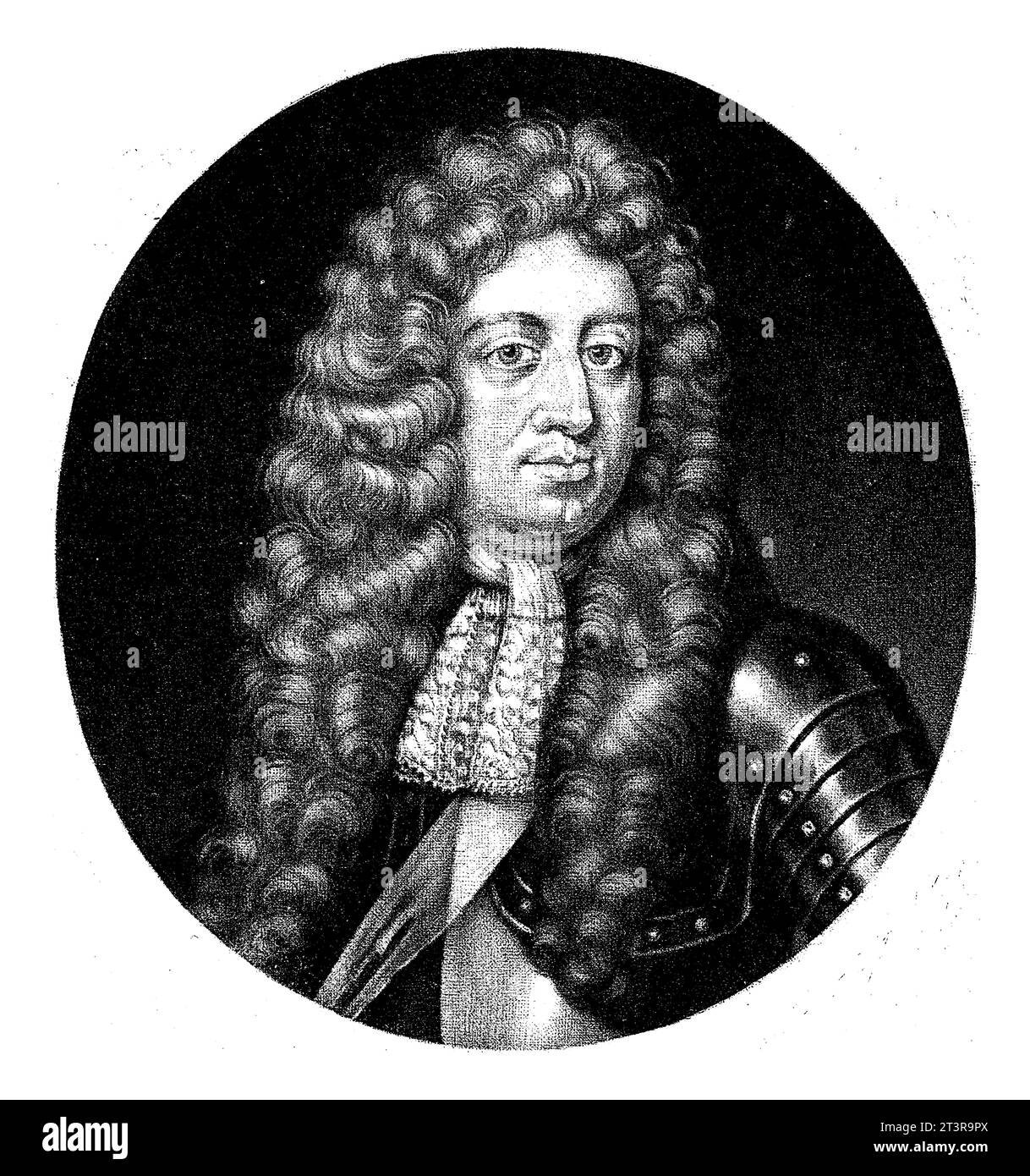 Ritratto di Carlo V Leopoldo, duca di Lorena, Pieter Schenk (i), 1670 - 1713, inciso d'epoca. Foto Stock