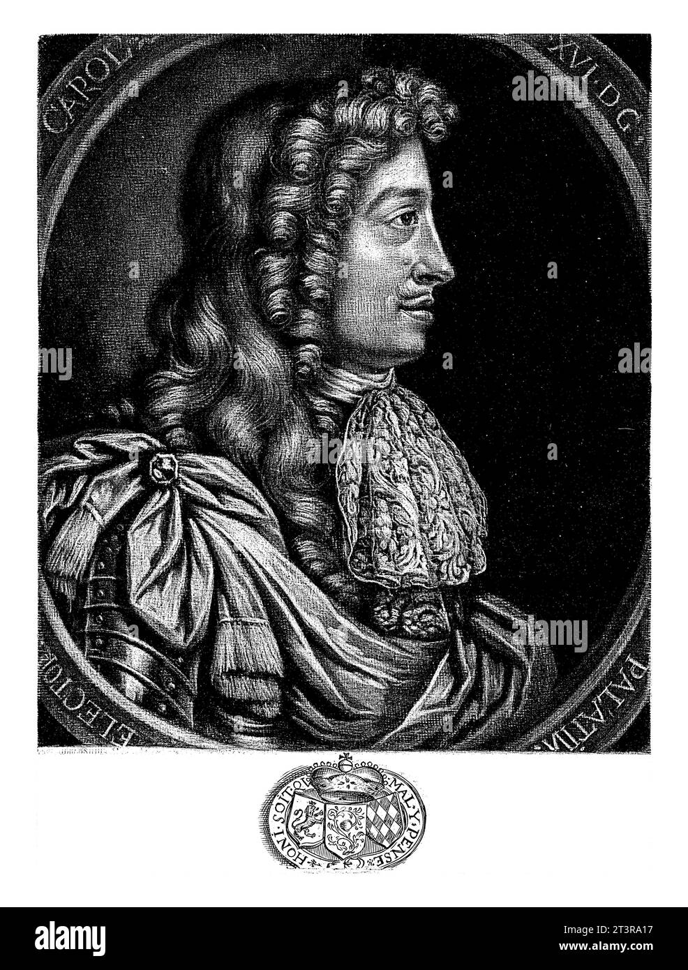 Ritratto di Carlo Luigi del Palatinato, Giovanni di Somer, 1680 Carlo Luigi, Elettore dei Pals, in profilo. In fondo al margine ci sono famil Foto Stock