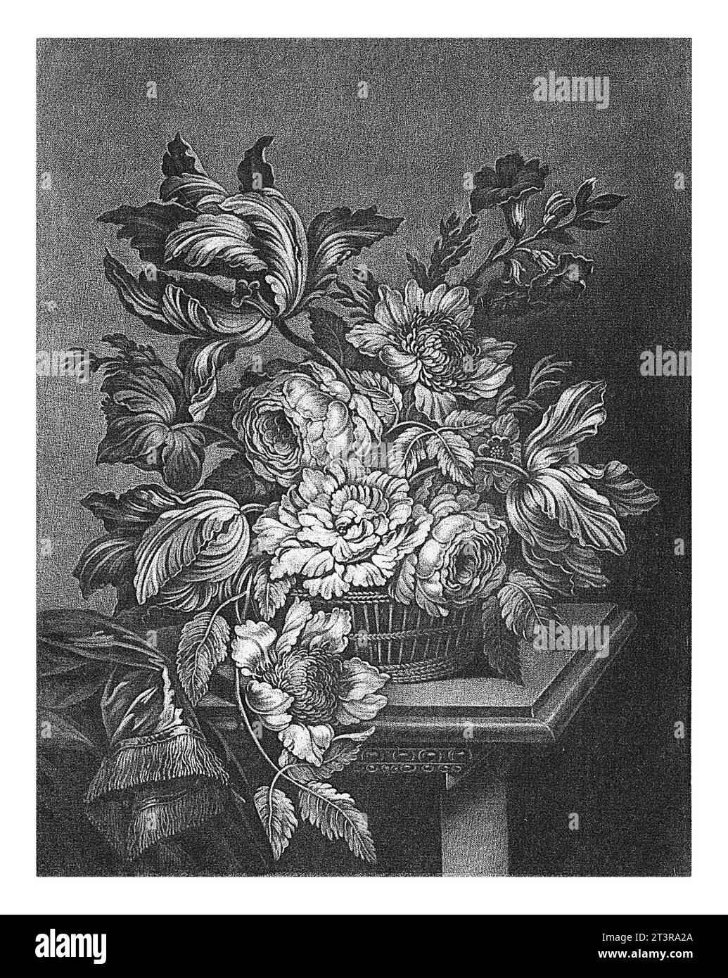 Cesto di fiori, Pieter Schenk (i), 1670 - 1713 Foto Stock