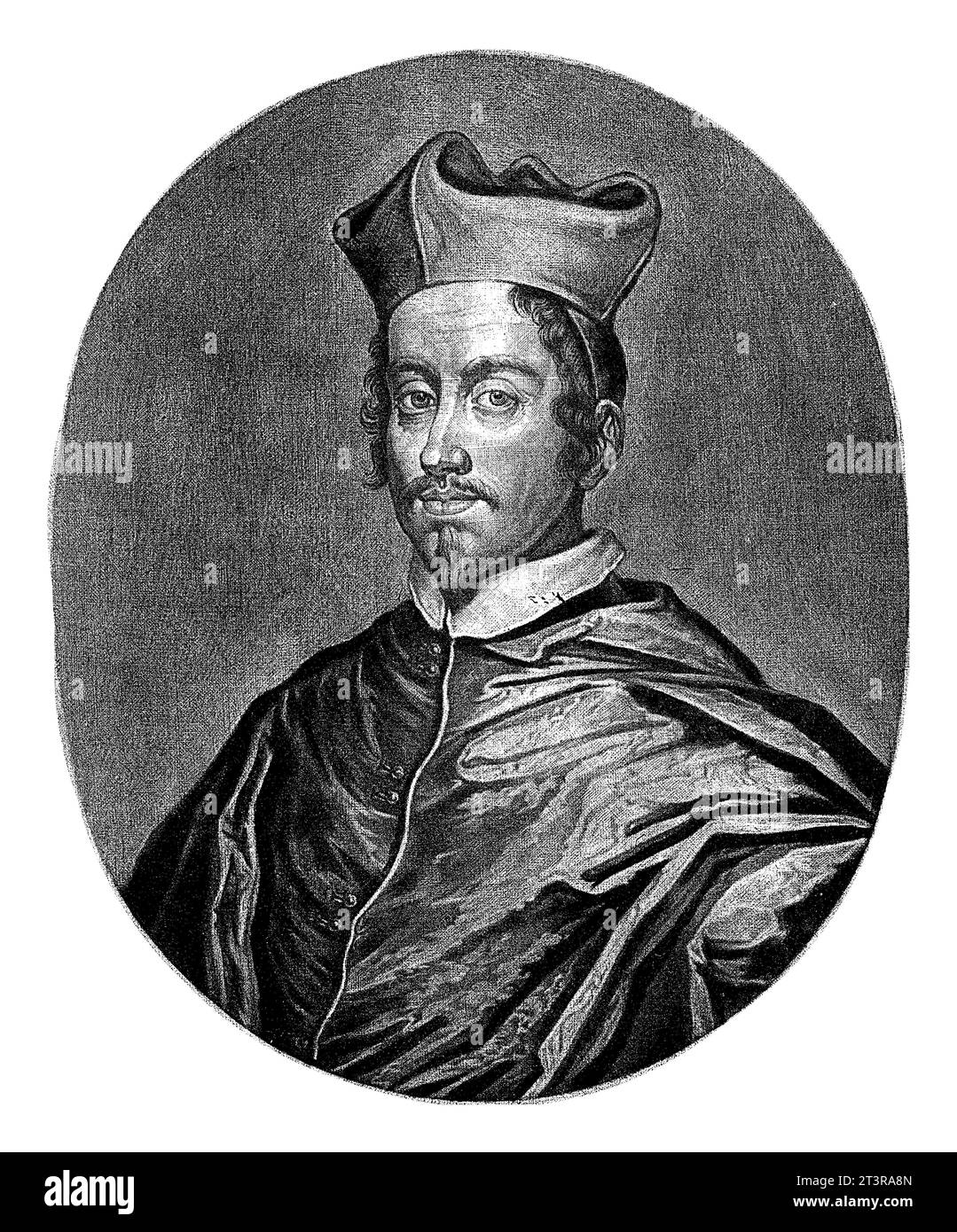 Ritratto del cardinale Luis Manuel Fernandez de Portocarrero, Pieter Schenk (i), 1670 - 1713, inciso d'epoca. Foto Stock