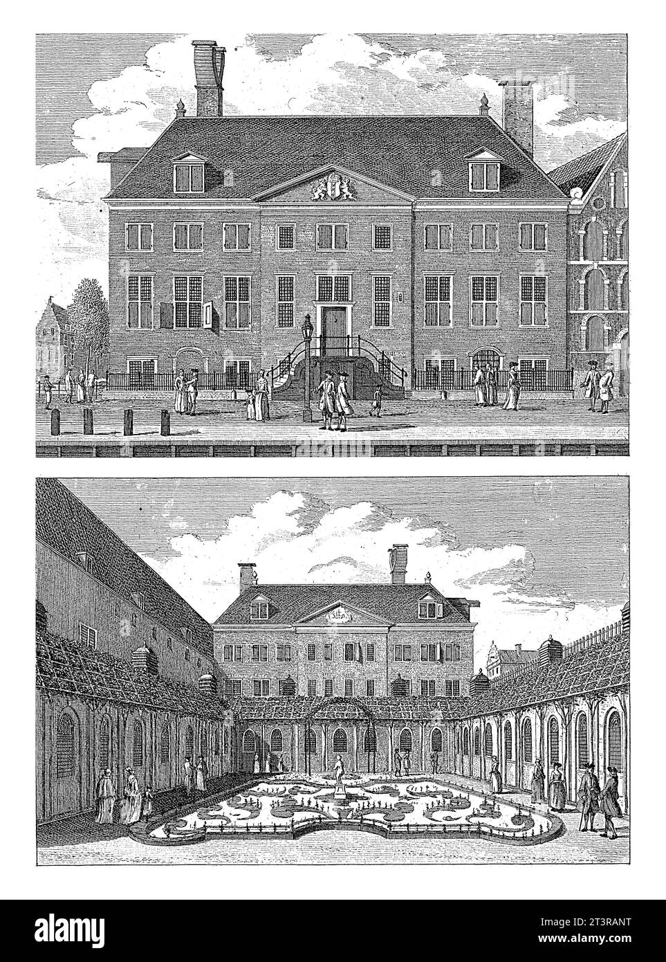 Veduta del Oudezijds Huiszittenhuis di Amsterdam, Jan Goeree, 1782 due rappresentazioni di Oudezijds Huiszittenhuis van Amsterdam. Foto Stock