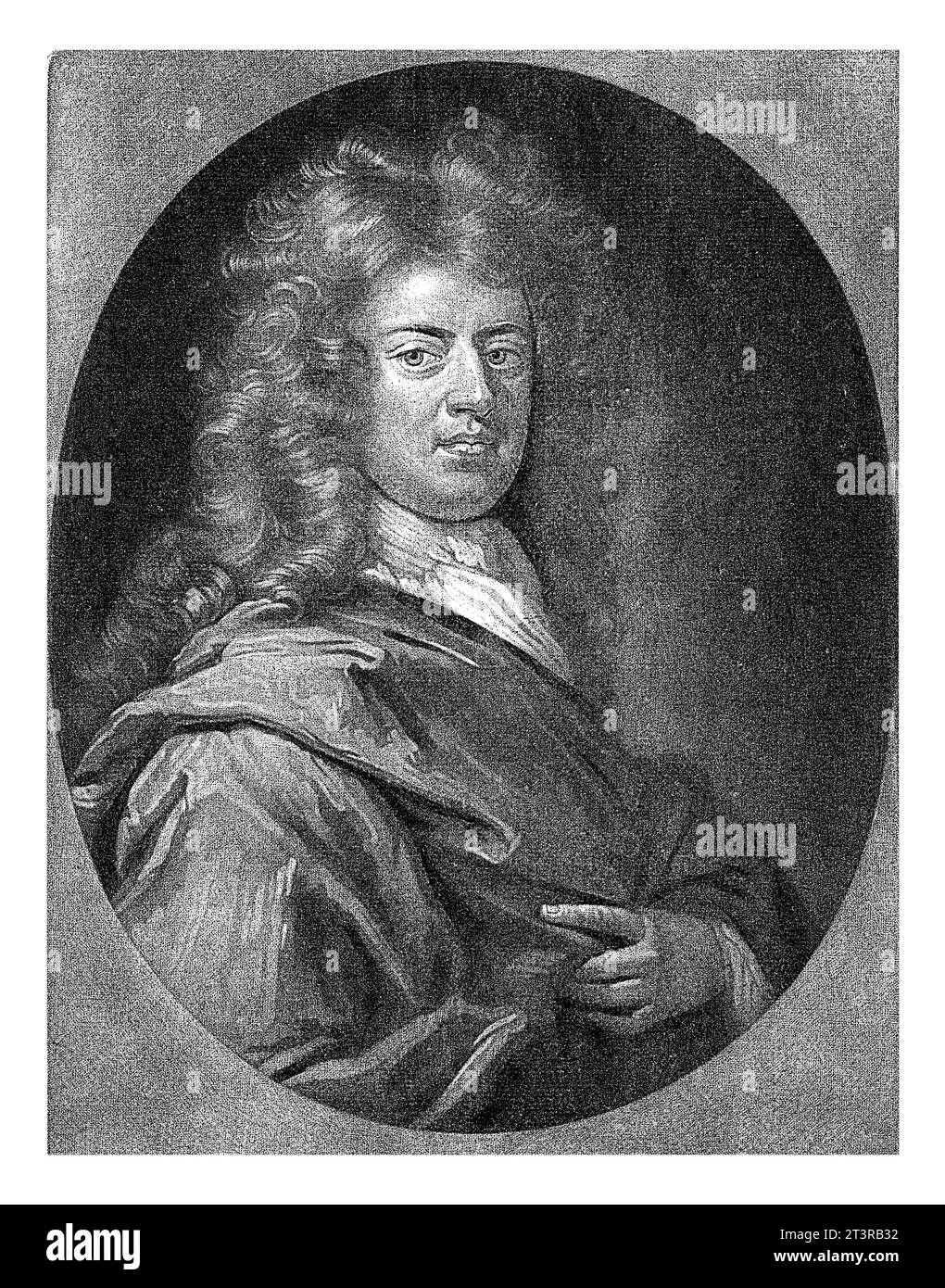 Ritratto del disegnatore e pittore Gottfried Kneller, Pieter Schenk (i), dopo John Smith (stampatore/editore), 1670 - 1713 Foto Stock