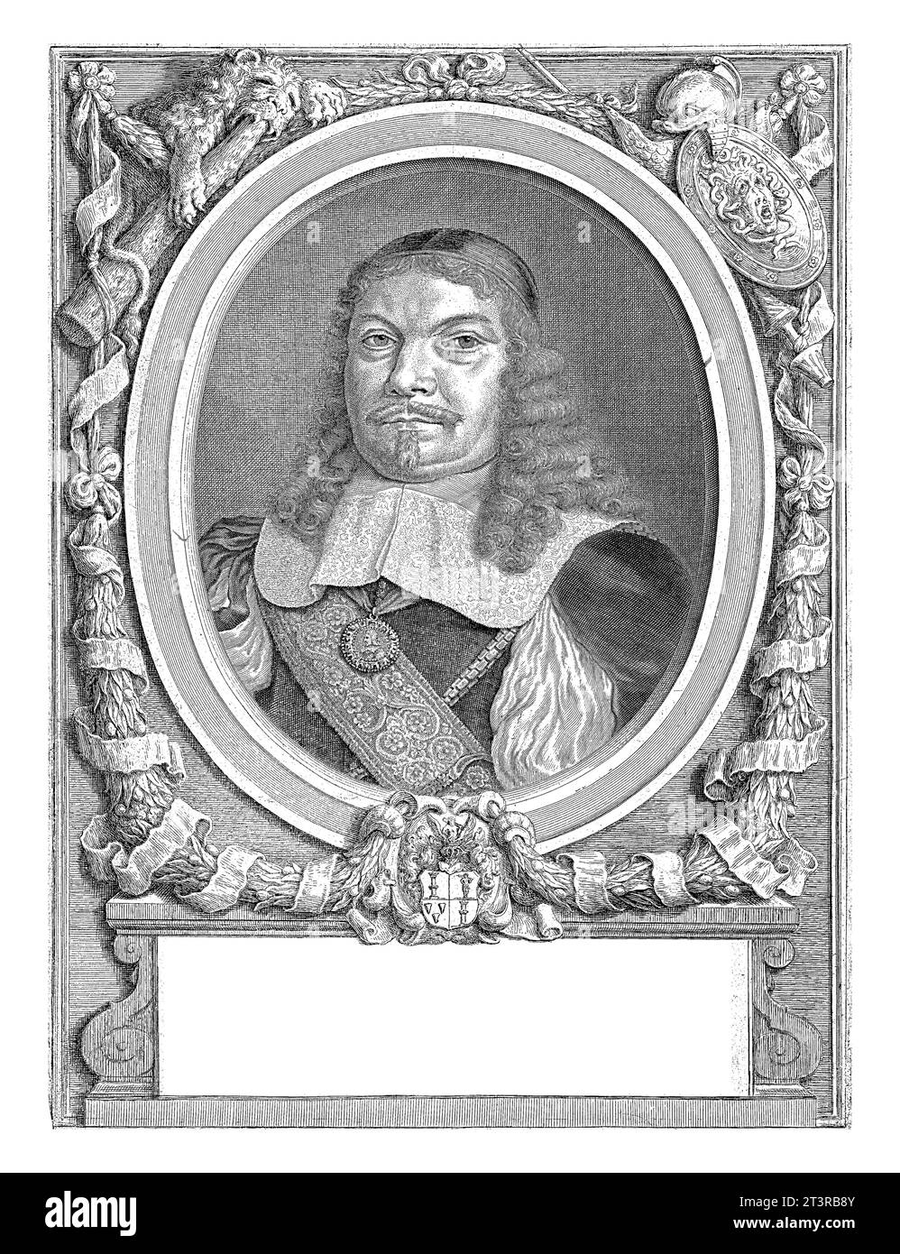Ritratto di Johann Adolph Kielmann von Kielmannsegg, Richard Collin, dopo Hubert Quellinus, 1670-1694 Busto del Cancelliere del governo ducale Foto Stock