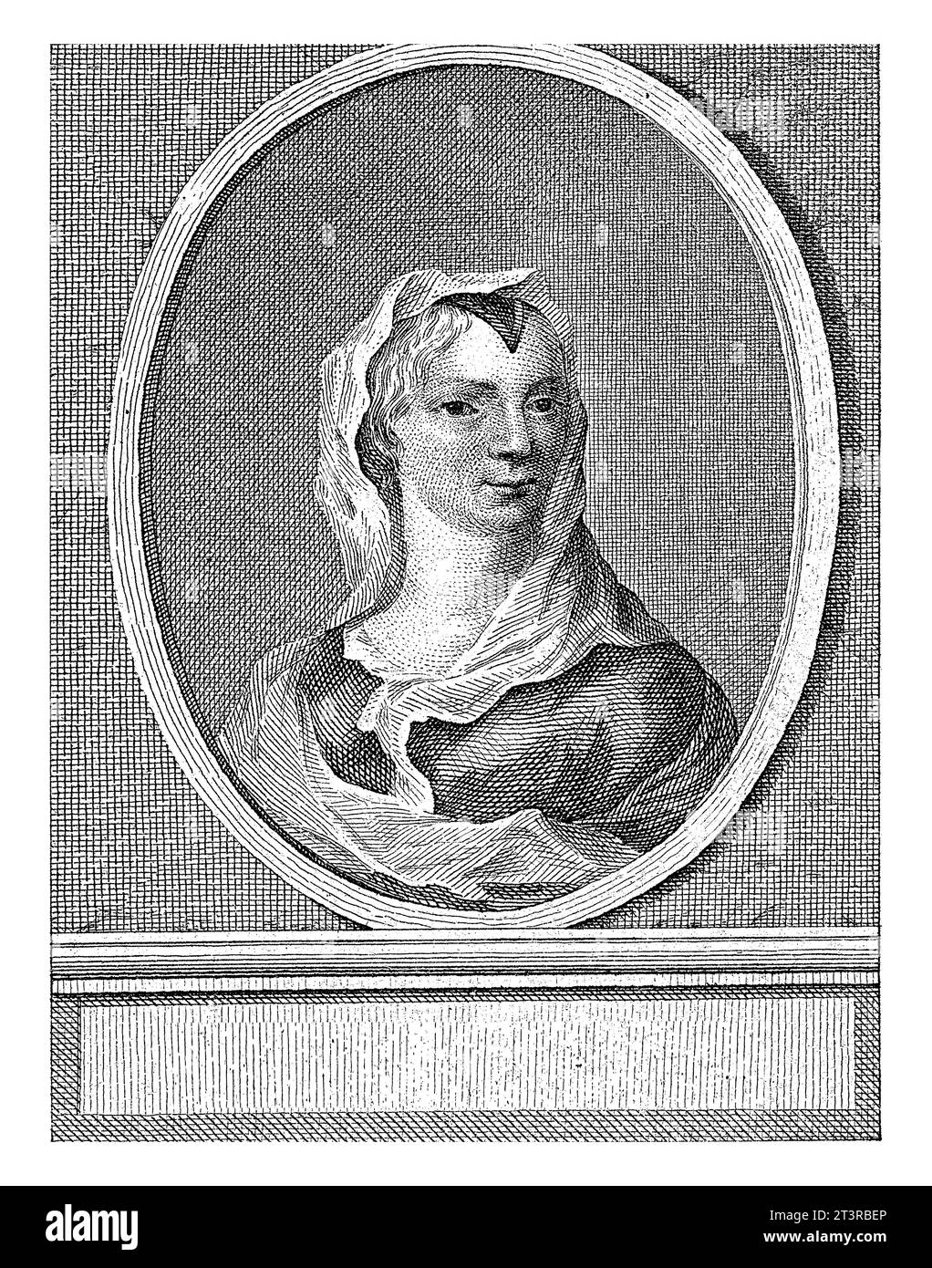 Ritratto di Johanna Koerten, Carel Jacob de Huyser, 1763 - 1804 Busto dell'artista tagliatrice Johanna Koerten a sinistra, testa girata a destra, in un Foto Stock