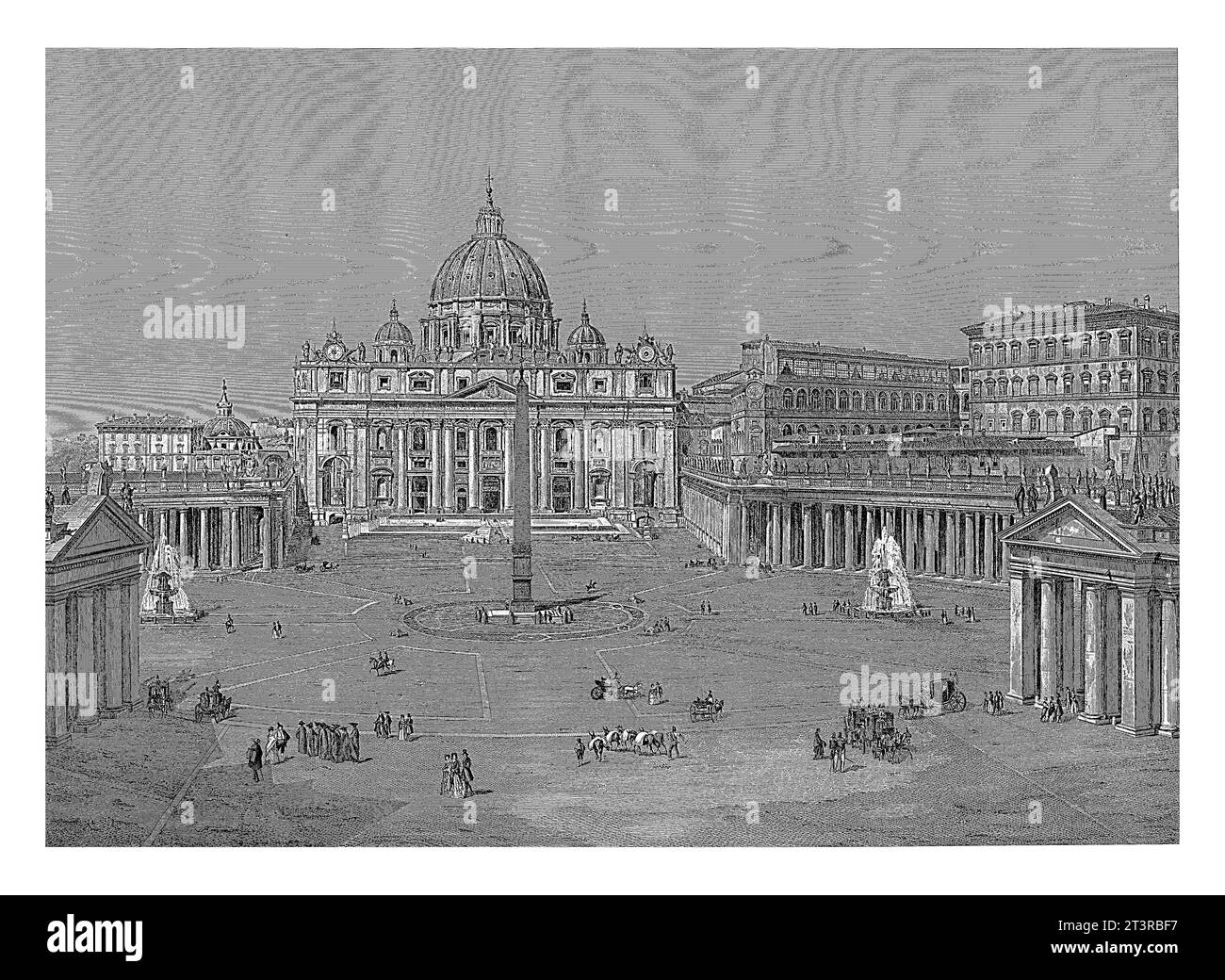 Vista su St Piazza Pietro a città del Vaticano, Domenico amici, 1845 veduta di San Piazza San Pietro a città del Vaticano con San La Basilica di Pietro e gli Apostoli Foto Stock
