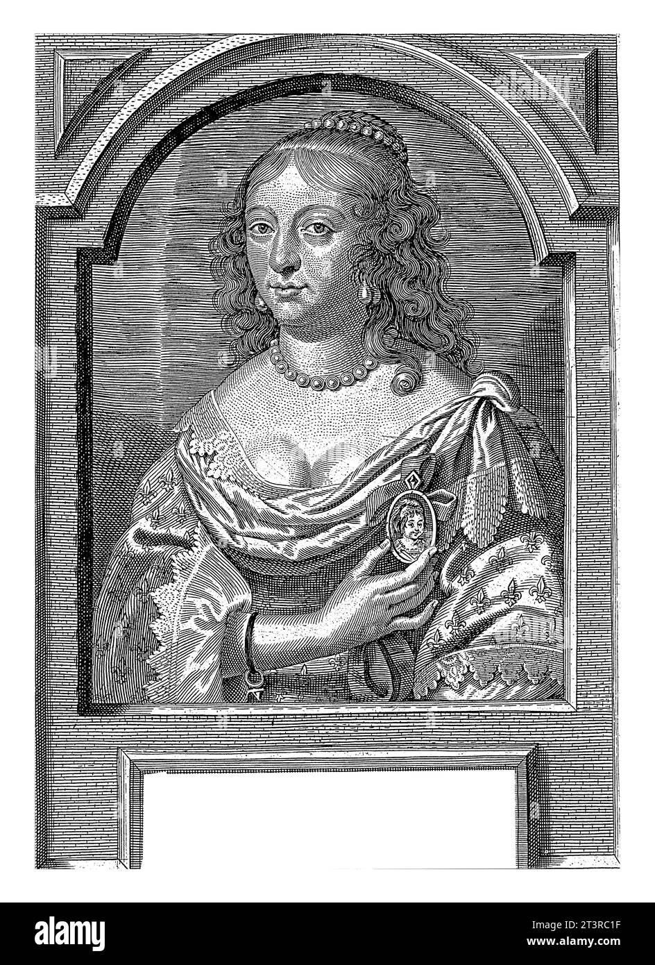Ritratto di Anna d'Austria, Pieter de Jode (II), dopo Peter van mol, 1628 - 1670 Busto ritratto di Anna d'Austria, in abito. Foto Stock