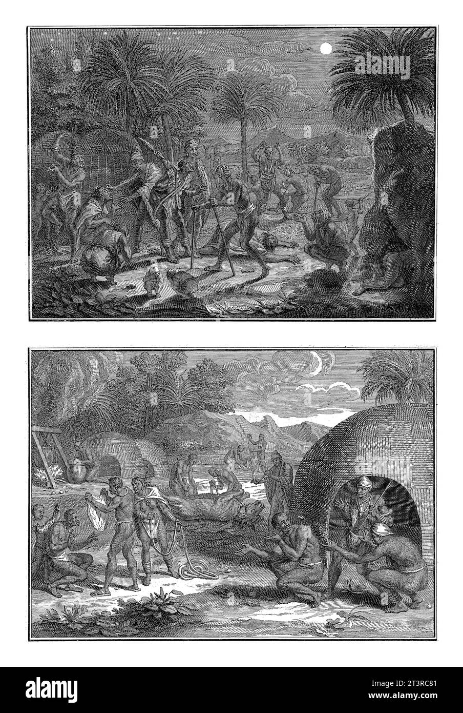Rituali tra africani che vivono vicino al Capo di buona speranza, Bernard Picart (laboratorio di), dopo Bernard Picart, 1729 Magazine con due rappresentazioni Foto Stock