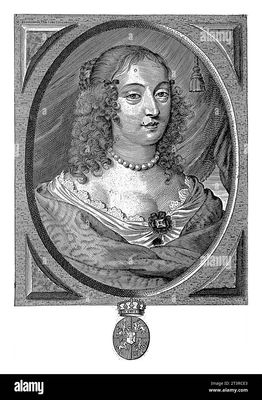 Ritratto di Maria Ludovica Gonzaga, Regina di Polonia, Pieter de Jode (II), 1628 - 1670 Busto ritratto di Ludwika Maria Gonzaga. Foto Stock